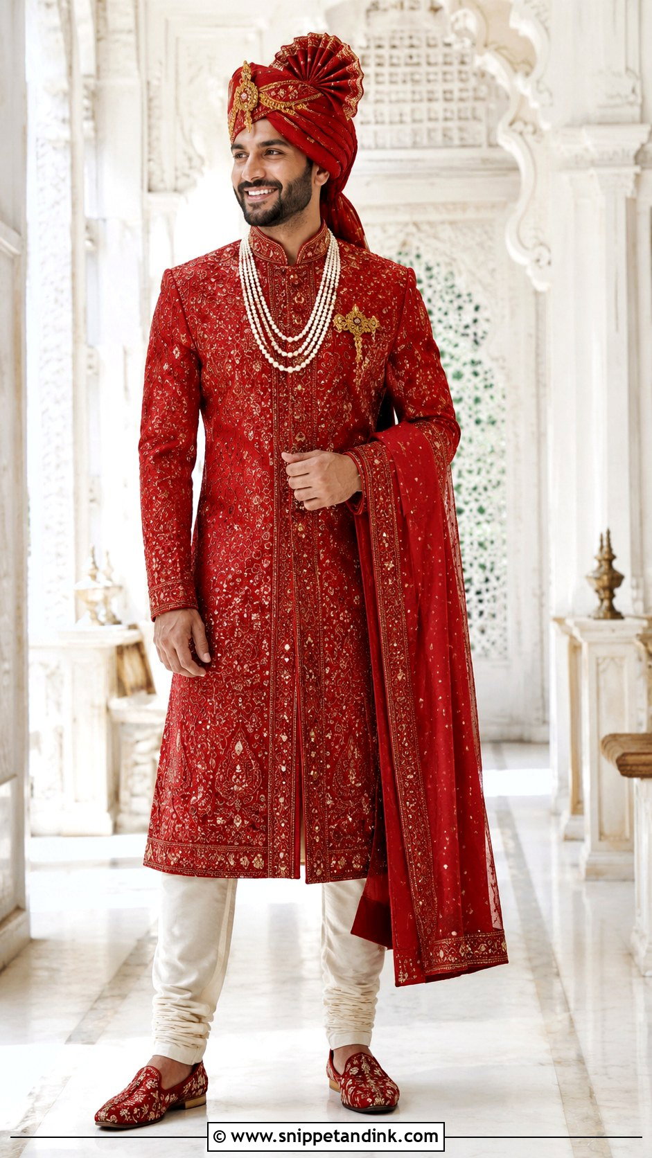 Ranveer Singh Red Sherwani - Snippet and Ink - 25 Ranveer Singh Wedding Outfit Ideas