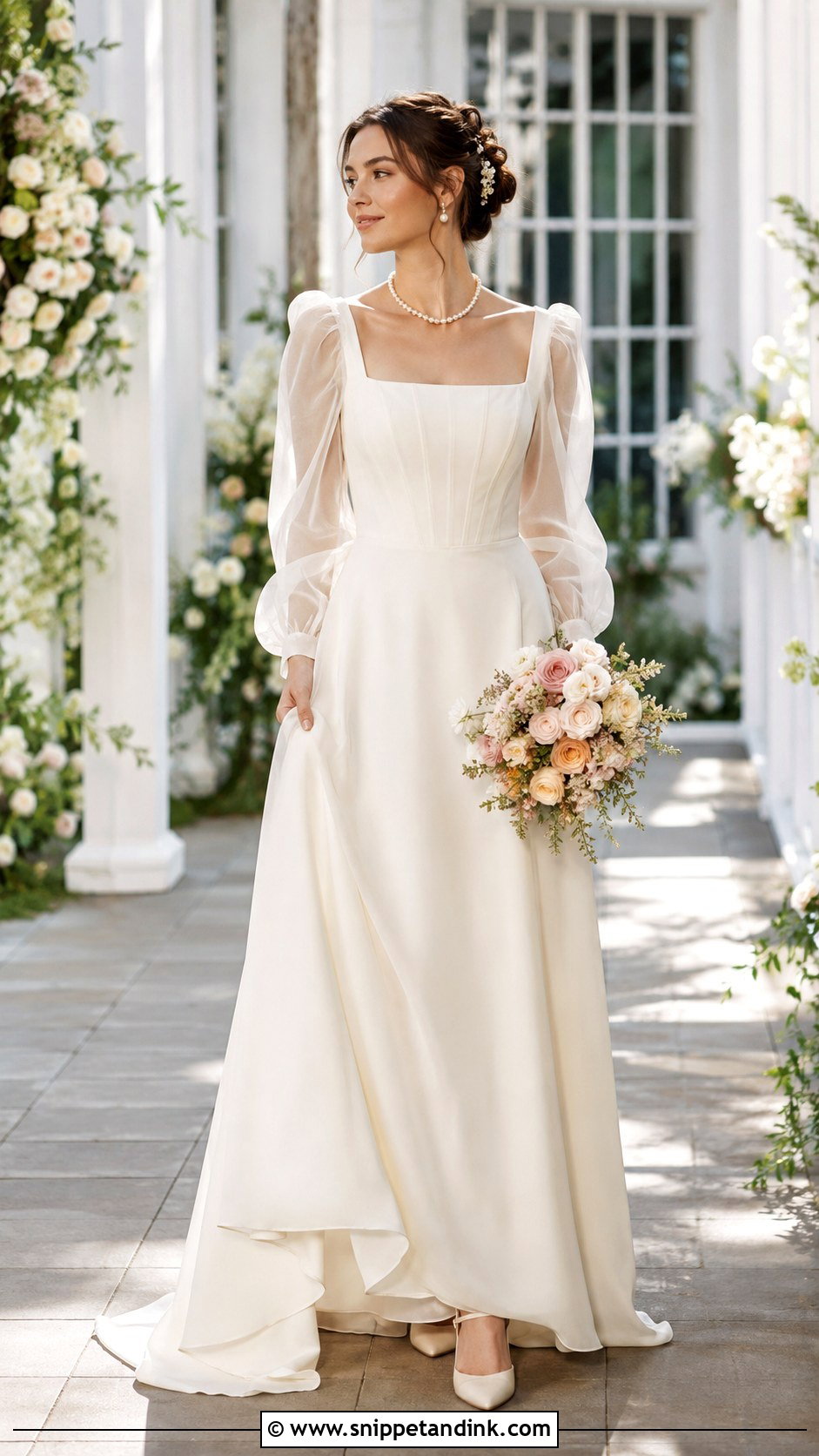 Rapunzel Square Neck Wedding Dress - Snippet and Ink - 25 Rapunzel Wedding Dress Ideas