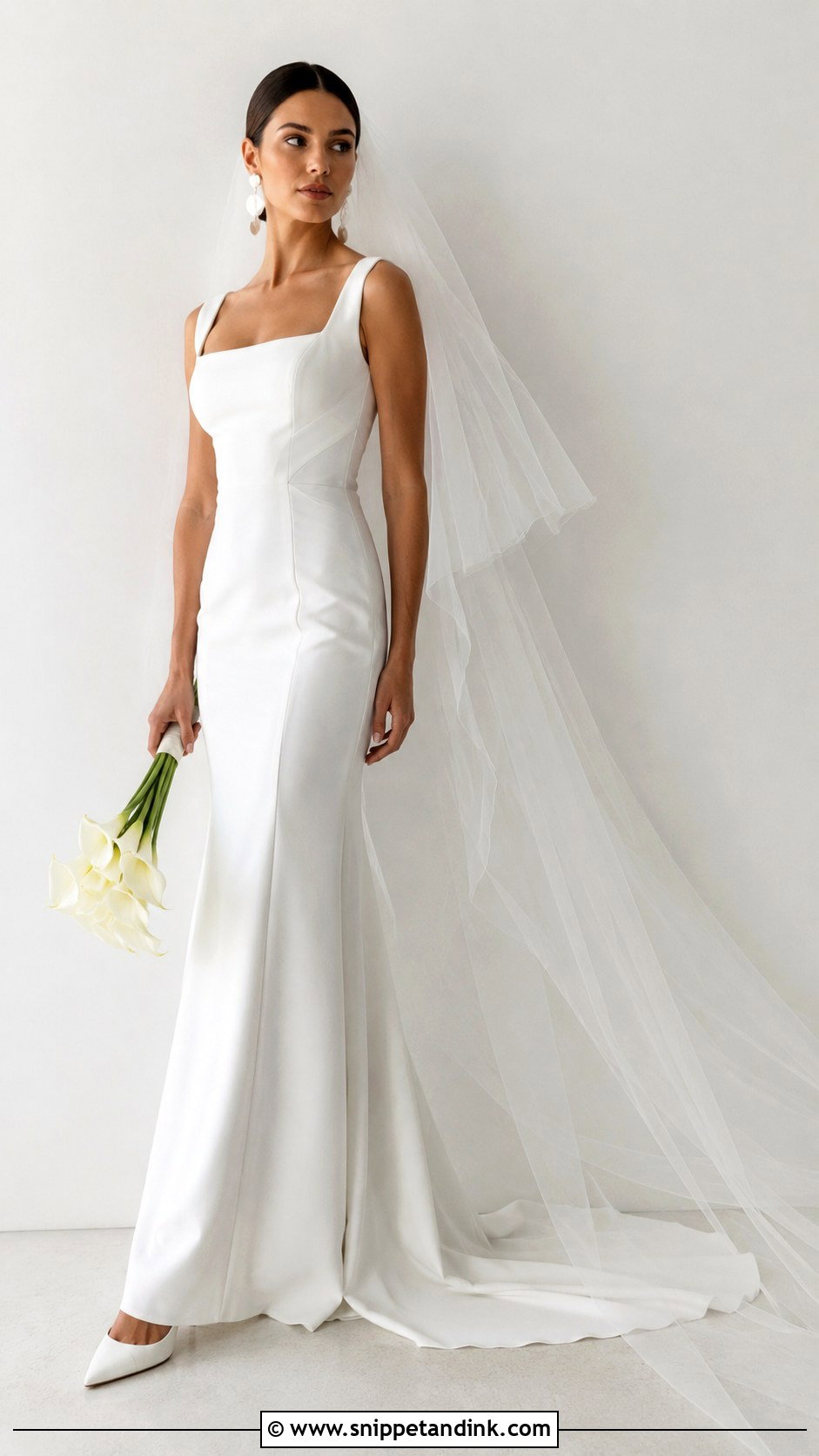 Raw Edge Double Veil With Modern Wedding Dress - Snippet and Ink - 20 Double Veil Ideas