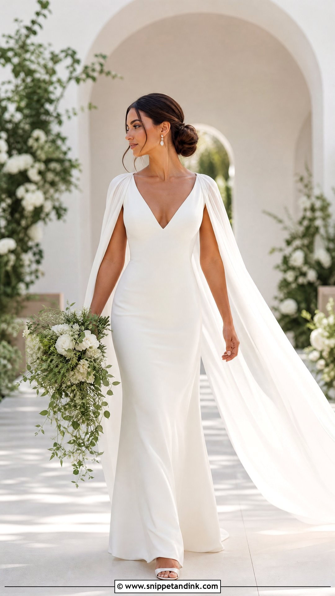 Raw Silk Cape Sleeve Wedding Dress - Snippet and Ink - 20 Raw Silk Wedding Dress Ideas