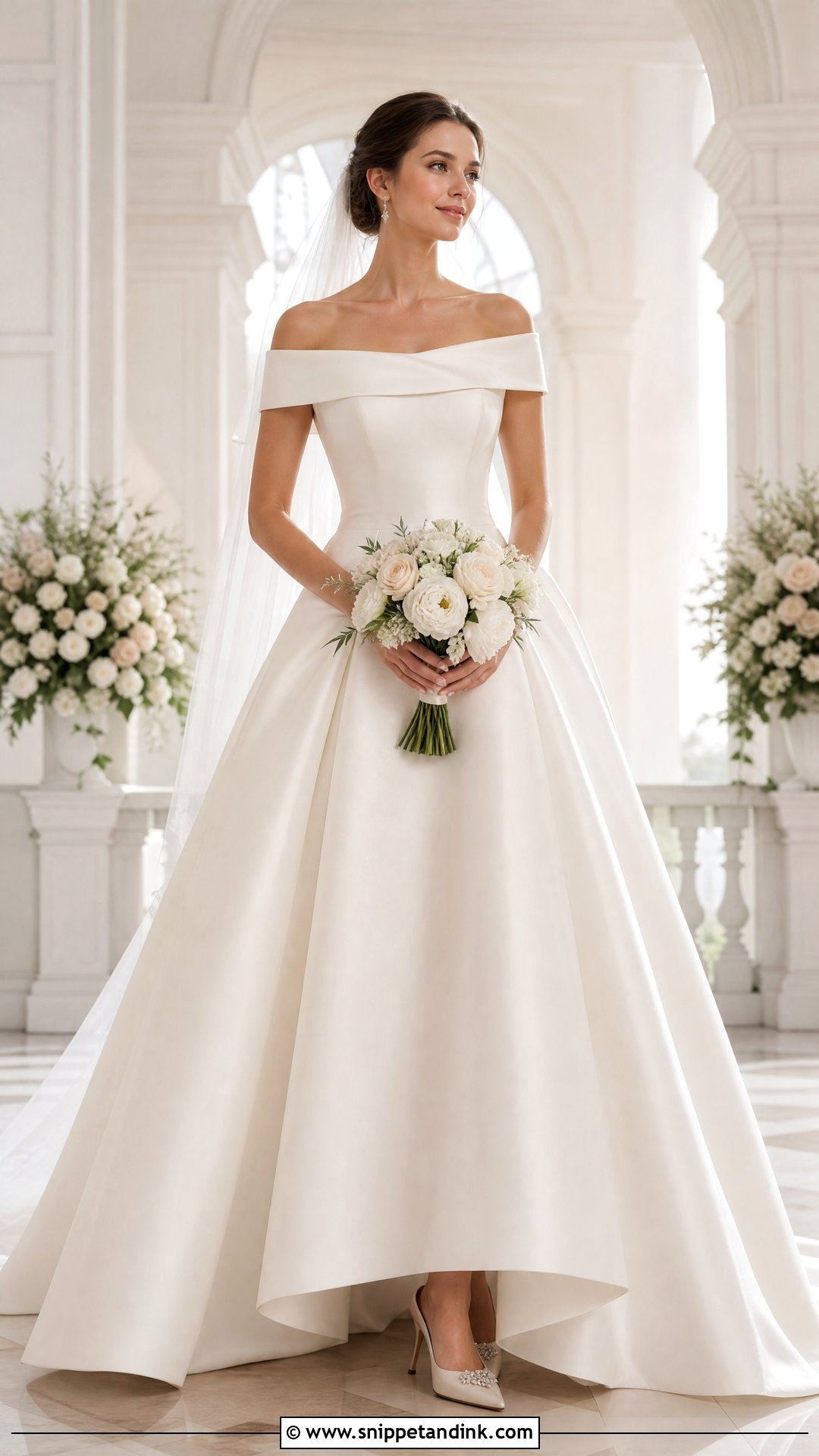 Raw Silk Off Shoulder Wedding Dress - Snippet and Ink - 20 Raw Silk Wedding Dress Ideas