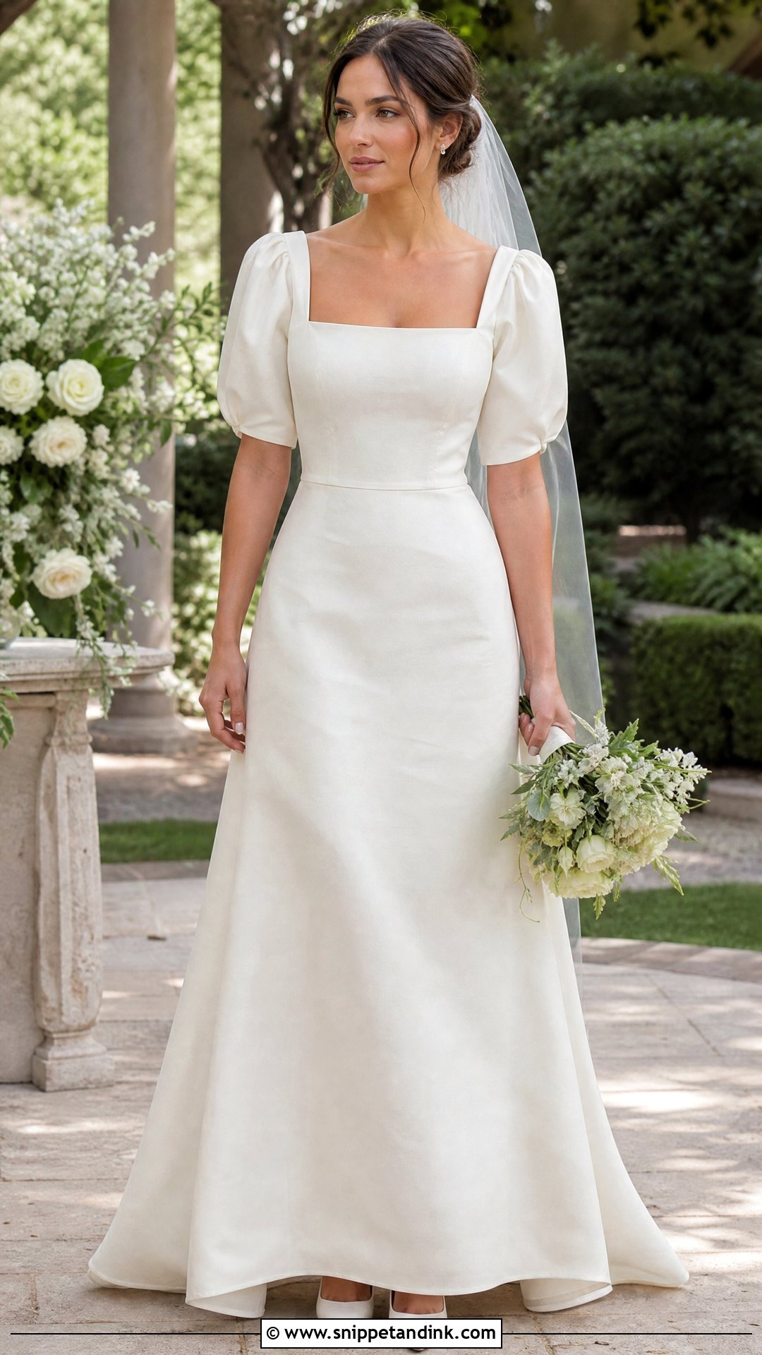 Raw Silk Puff Sleeve Wedding Dress - Snippet and Ink - 20 Raw Silk Wedding Dress Ideas
