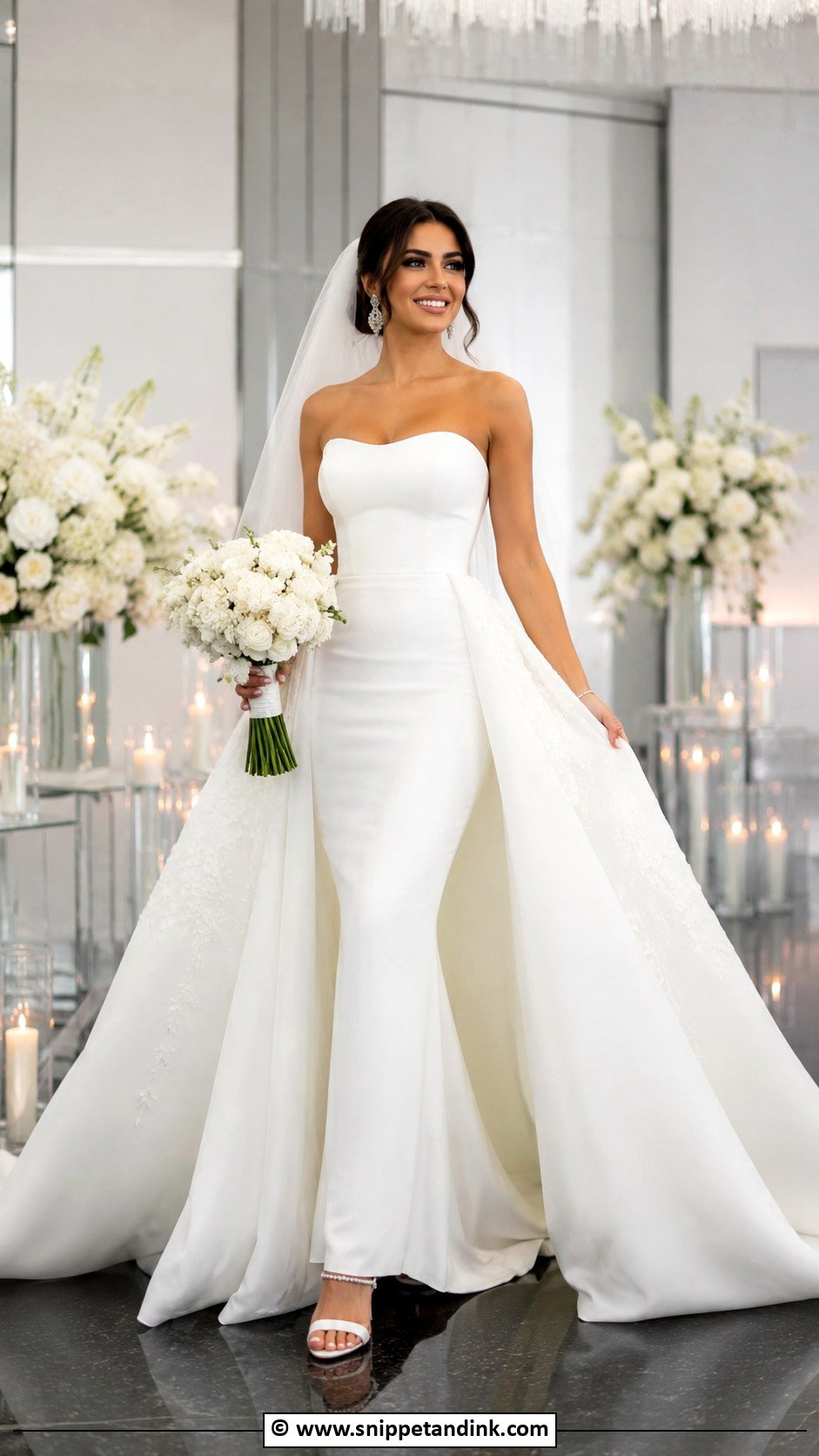 Reception A Line Wedding Dress With Detachable Overskirt - Snippet and Ink - 30 Aline Wedding Dress Ideas