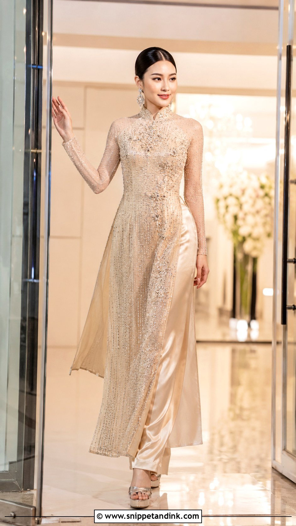 Reception Ao Dai With Sparkle Details - Snippet and Ink - 25 Wedding Ao Dai Ideas