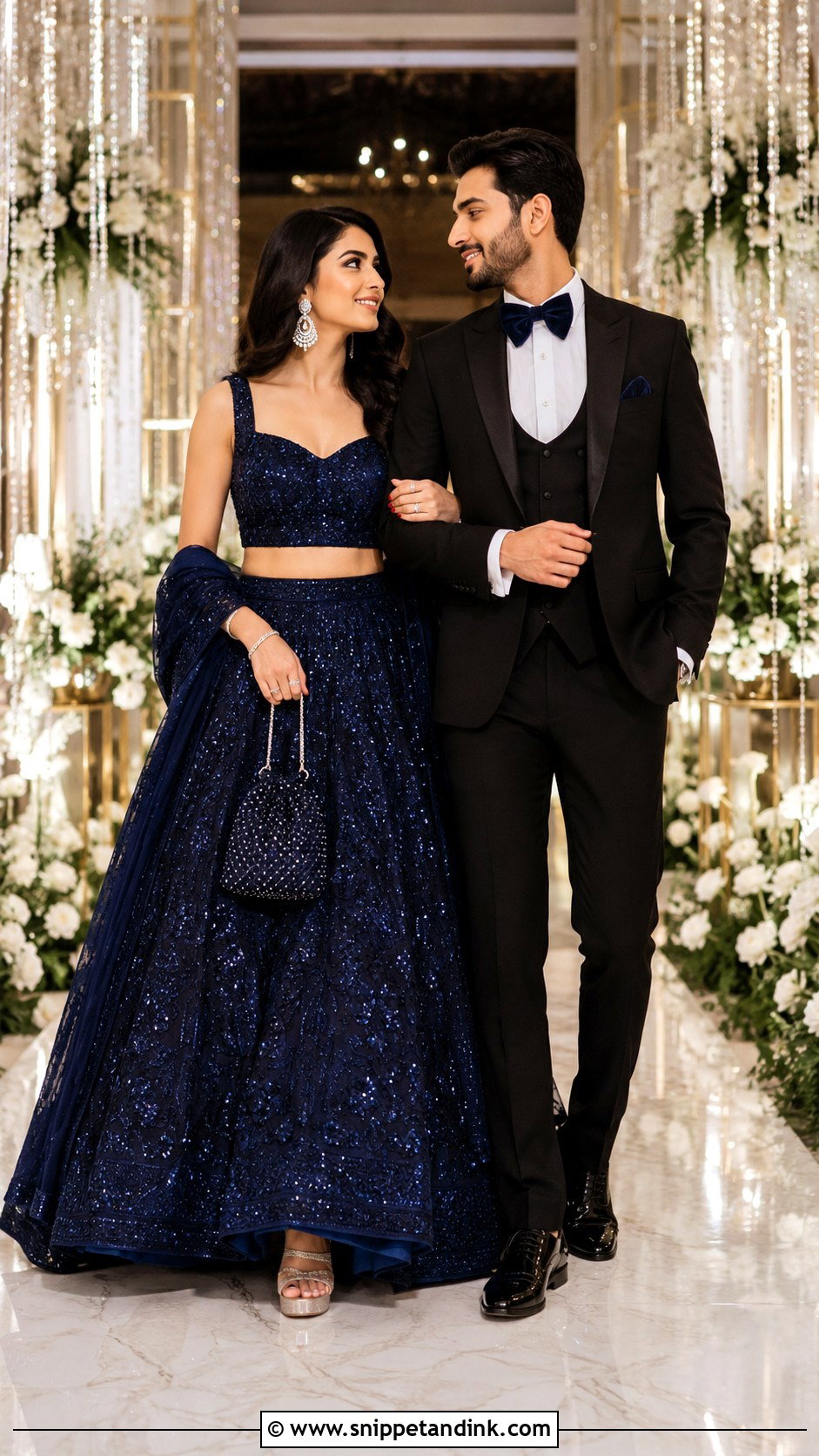 Reception Lehenga and Tuxedo Couple Wedding Outfit - Snippet and Ink - 20 Couple Dress for Wedding Ideas