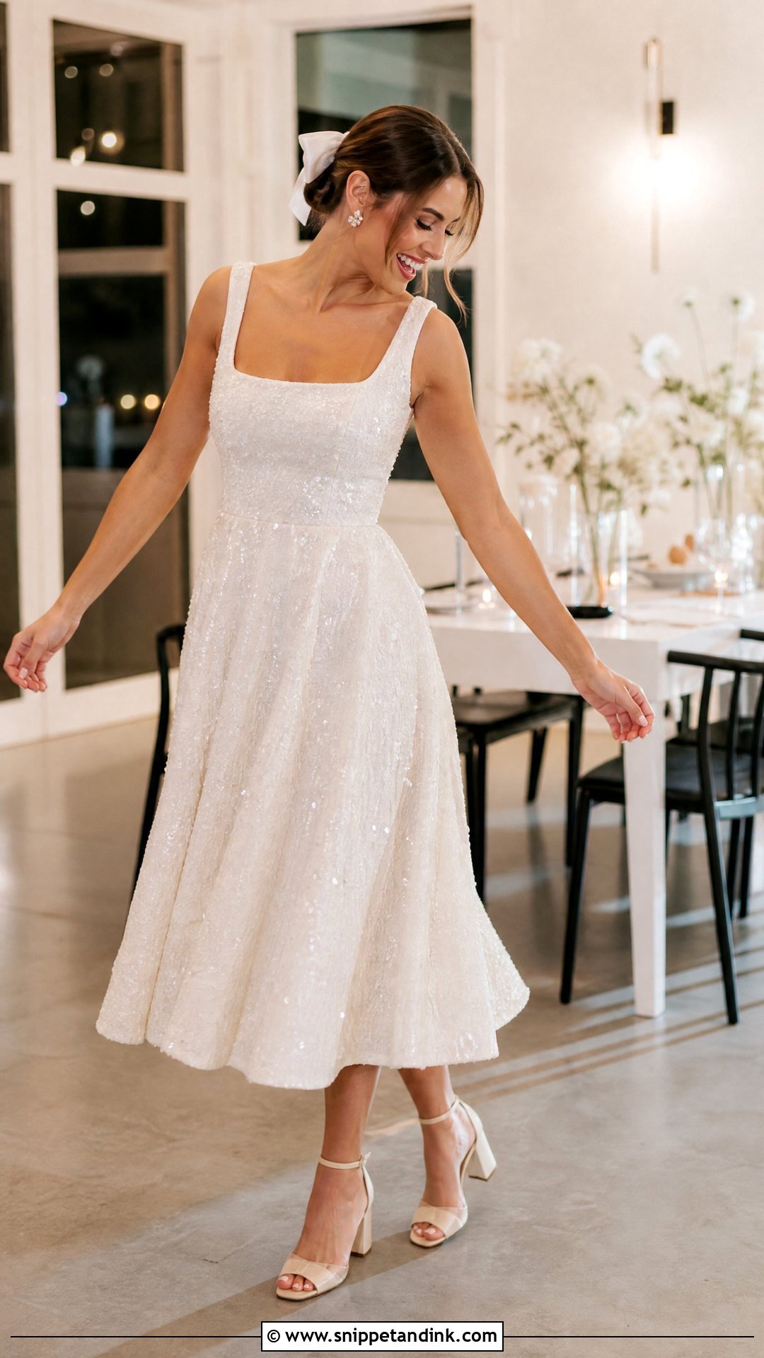 Reception Midi Wedding Dress - Snippet and Ink - 25 Mid Length Wedding Dress Ideas