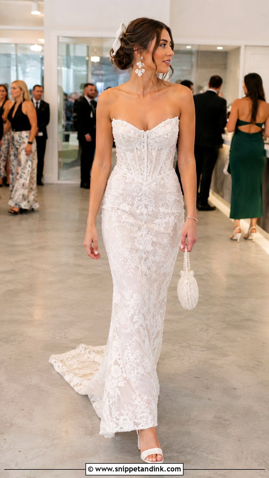 Reception Strapless Lace Wedding Dress - Snippet and Ink - 20 Fitted Strapless Lace Wedding Dress Ideas