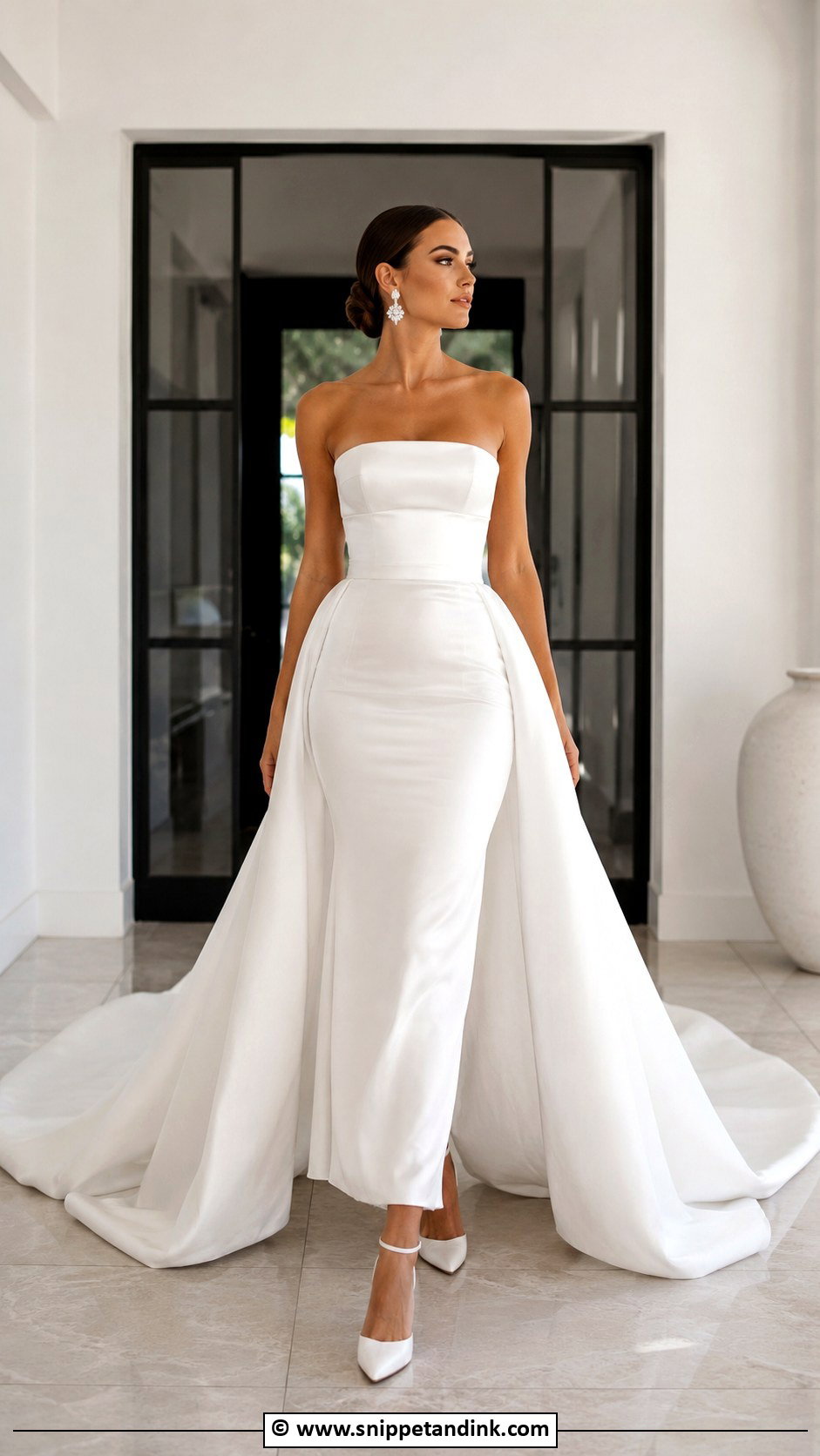 Reception Wedding Dress With Detachable Train - Snippet and Ink - 30 2 in 1 Wedding Dress Ideas