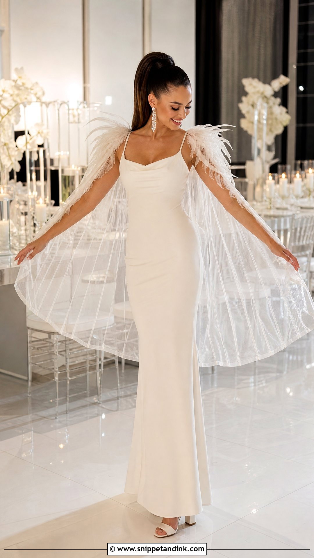 Reception Wedding Dress With Feather Wings - Snippet and Ink - 20 Wedding Dress Wings Ideas