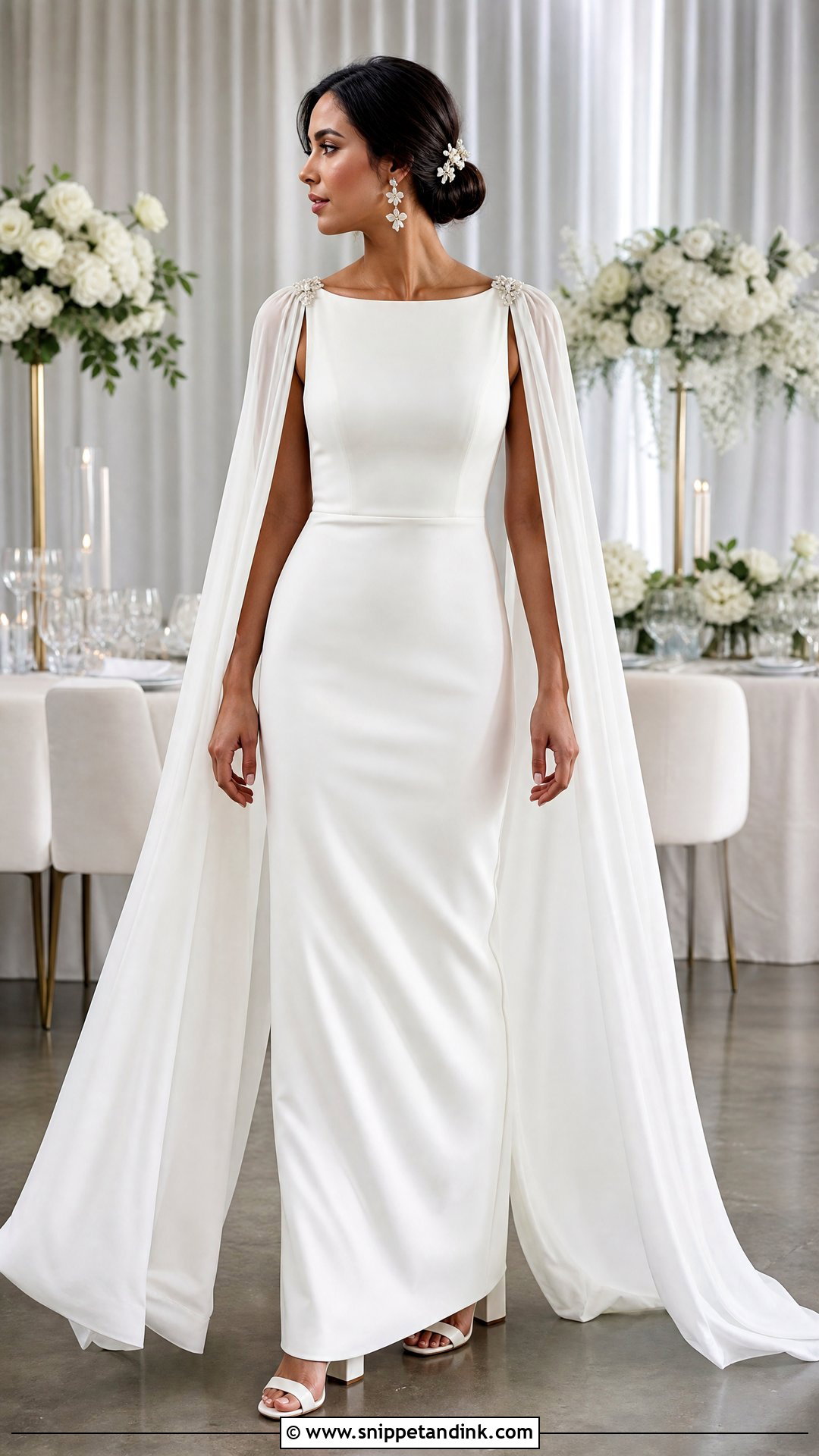 Reception Wedding Dress With Removable Cape Sleeves - Snippet and Ink - 20 Wedding Dress with Cape Sleeves