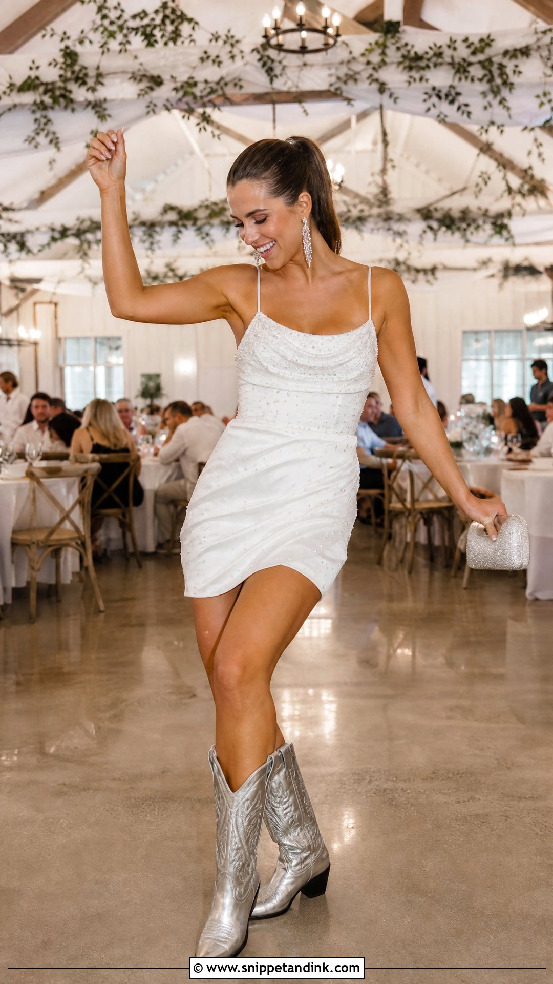 Reception Wedding Dress With Silver Cowboy Boots - Snippet and Ink - 20 Wedding Dress and Cowboy Boots Ideas