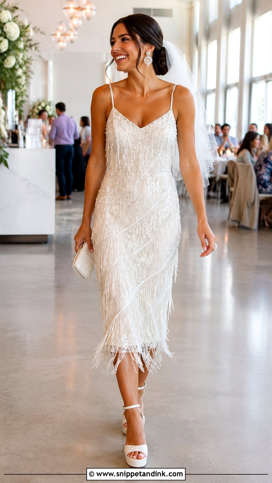 Reception Wedding Dress With Statement Earrings - Snippet and Ink - 20 Dress for Marriage Ideas