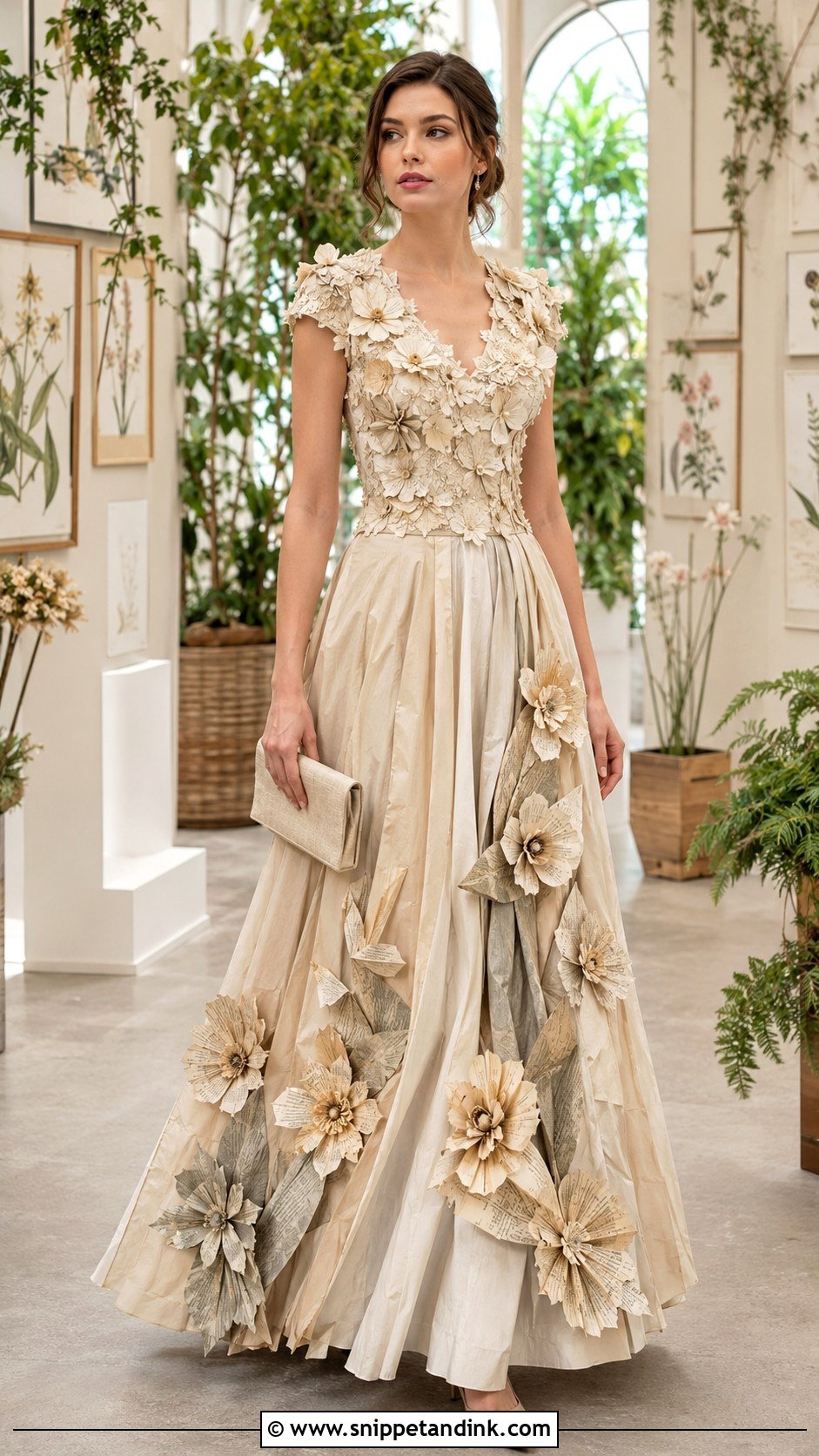 Recycled Paper Flower Gown - Snippet and Ink - 20 Eco Friendly Recycled Gown Ideas