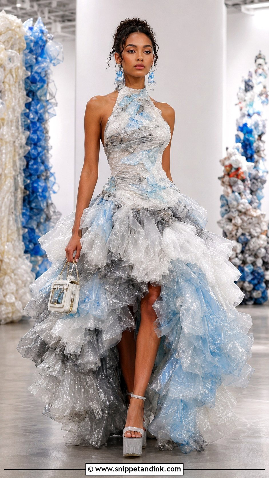 Recycled Plastic Bag Ruffle Gown - Snippet and Ink - 20 Eco Friendly Recycled Gown Ideas