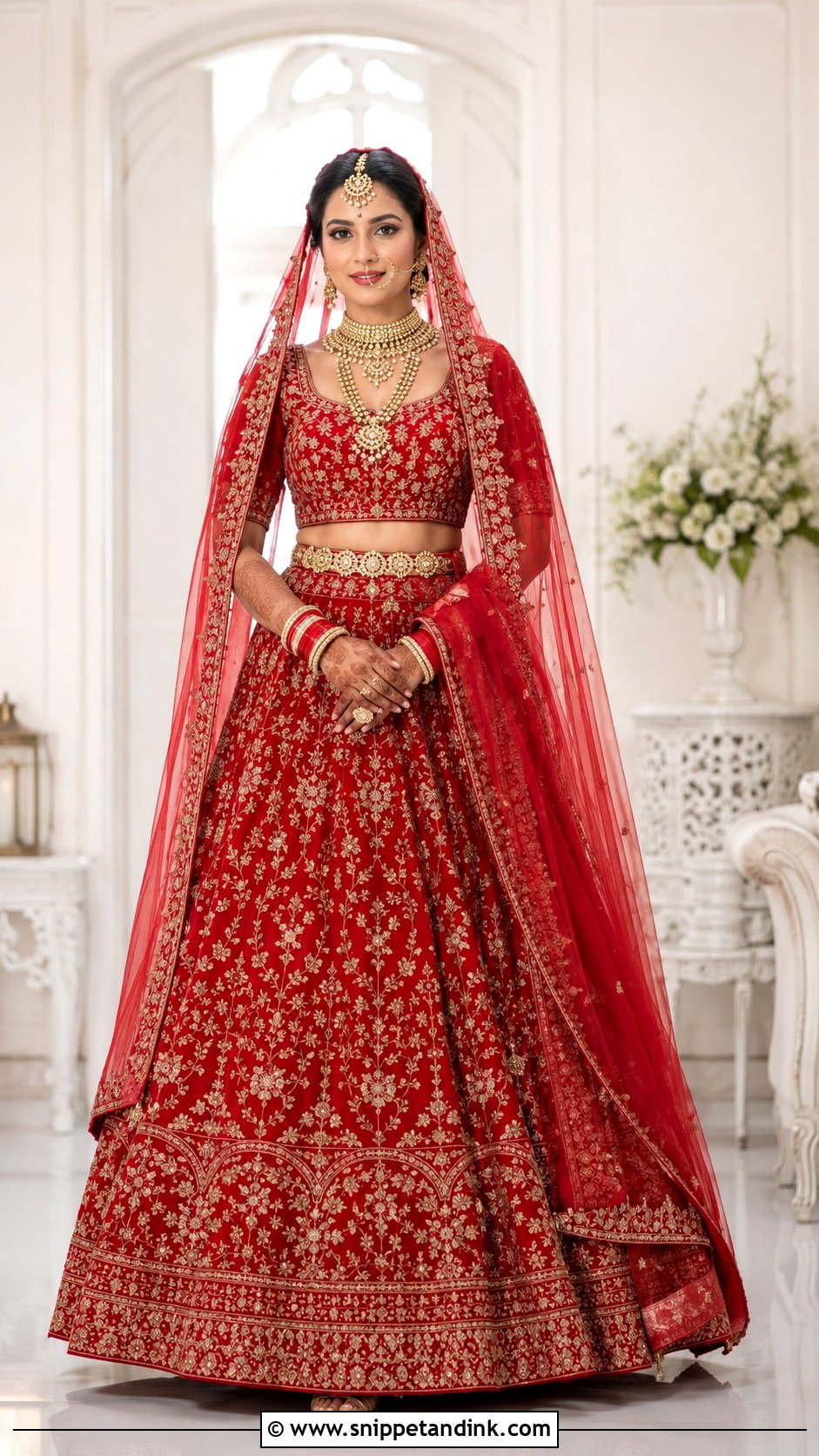 Red A Line Bridal Lehenga - Snippet and Ink - 25 Red Lehanga Bridal Outfits