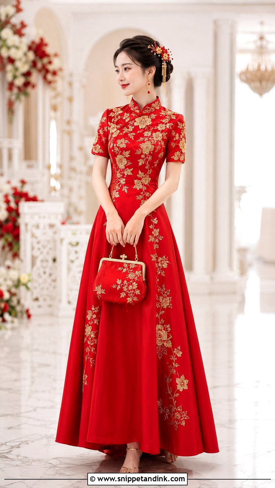Red A Line Chinese Wedding Dress - Snippet and Ink - 20 Chinese Style Wedding Dress Ideas