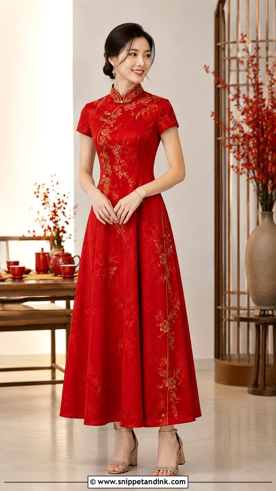 Red A Line Chinese Wedding Dress - Snippet and Ink - 20 Red Chinese Wedding Dress Ideas