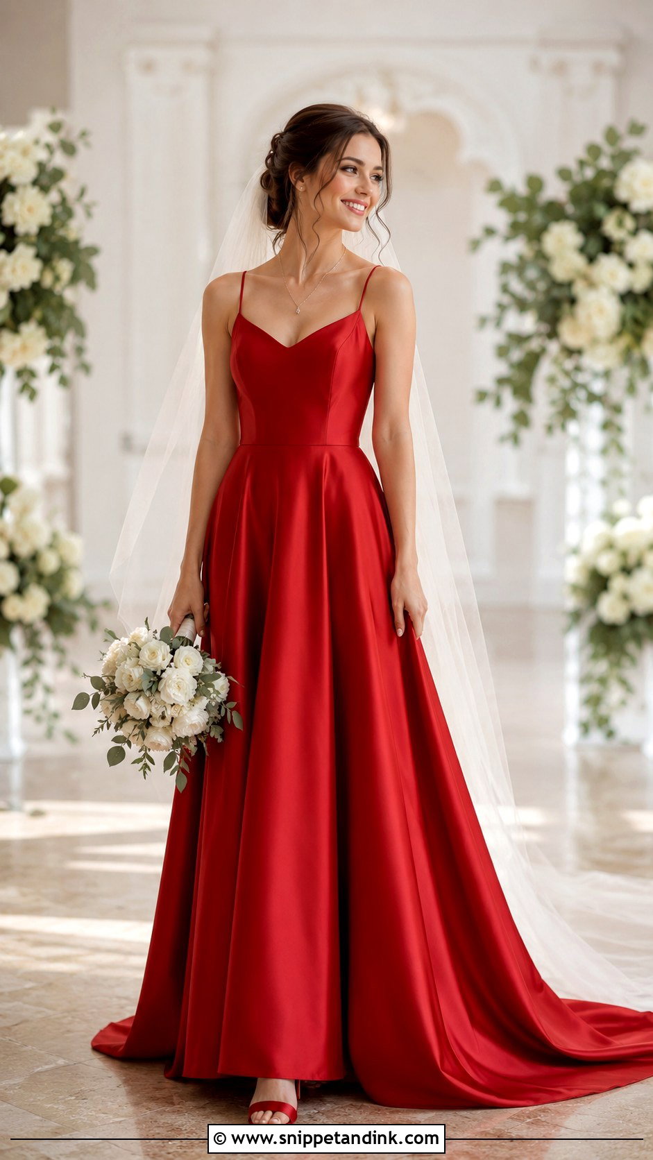 Red A Line Wedding Dress - Snippet and Ink - 25 Red Wedding Dress Ideas