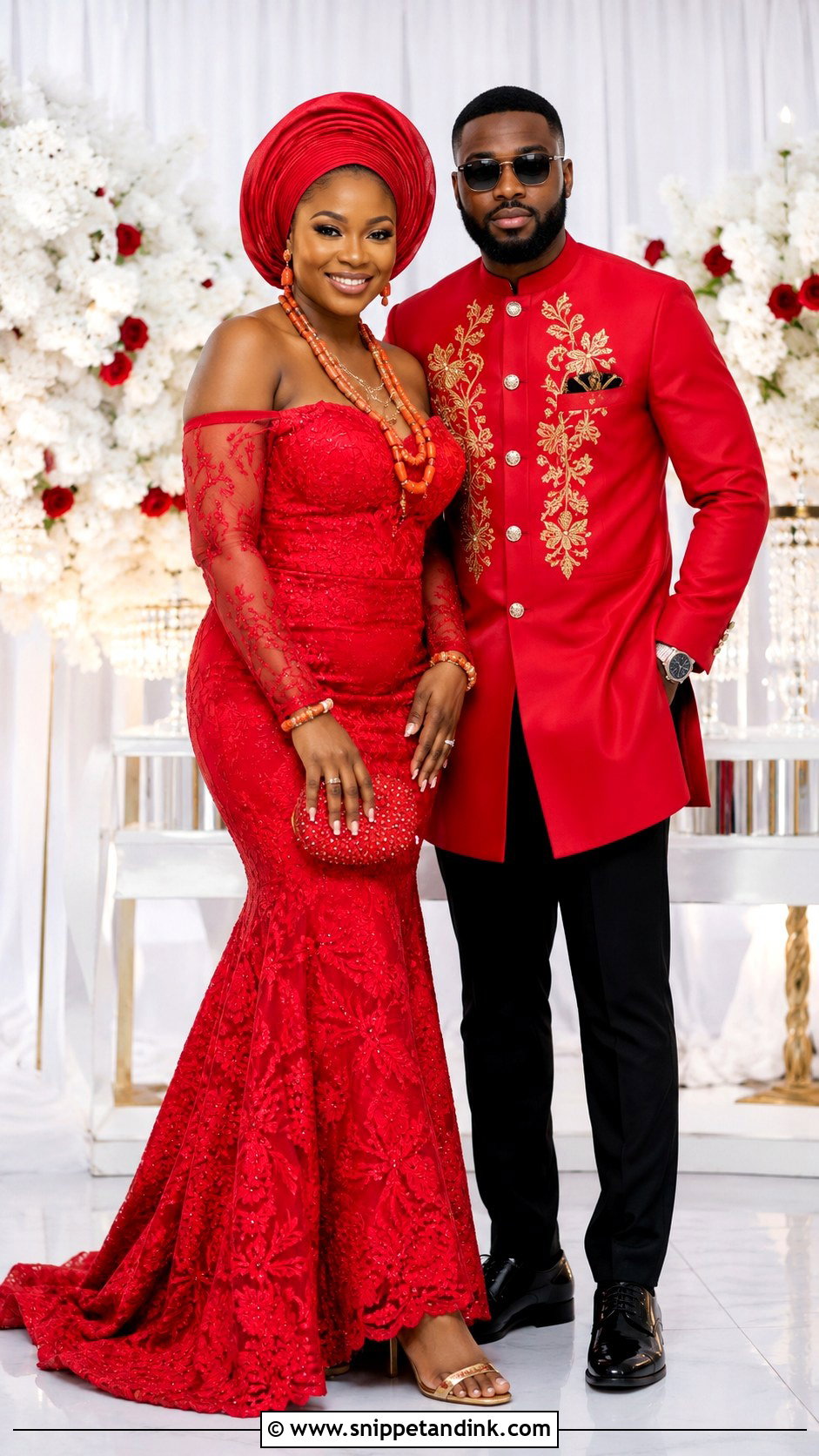 Red African Couple Wedding Outfit - Snippet and Ink - 25 Matching African Couple Outfits Wedding