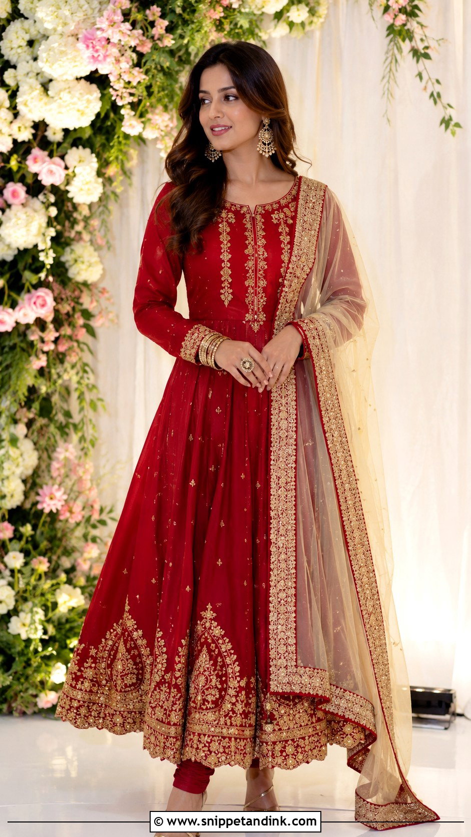 Red Anarkali Gown With Dupatta - Snippet and Ink - 25 Anarkali Gown with Dupatta Ideas