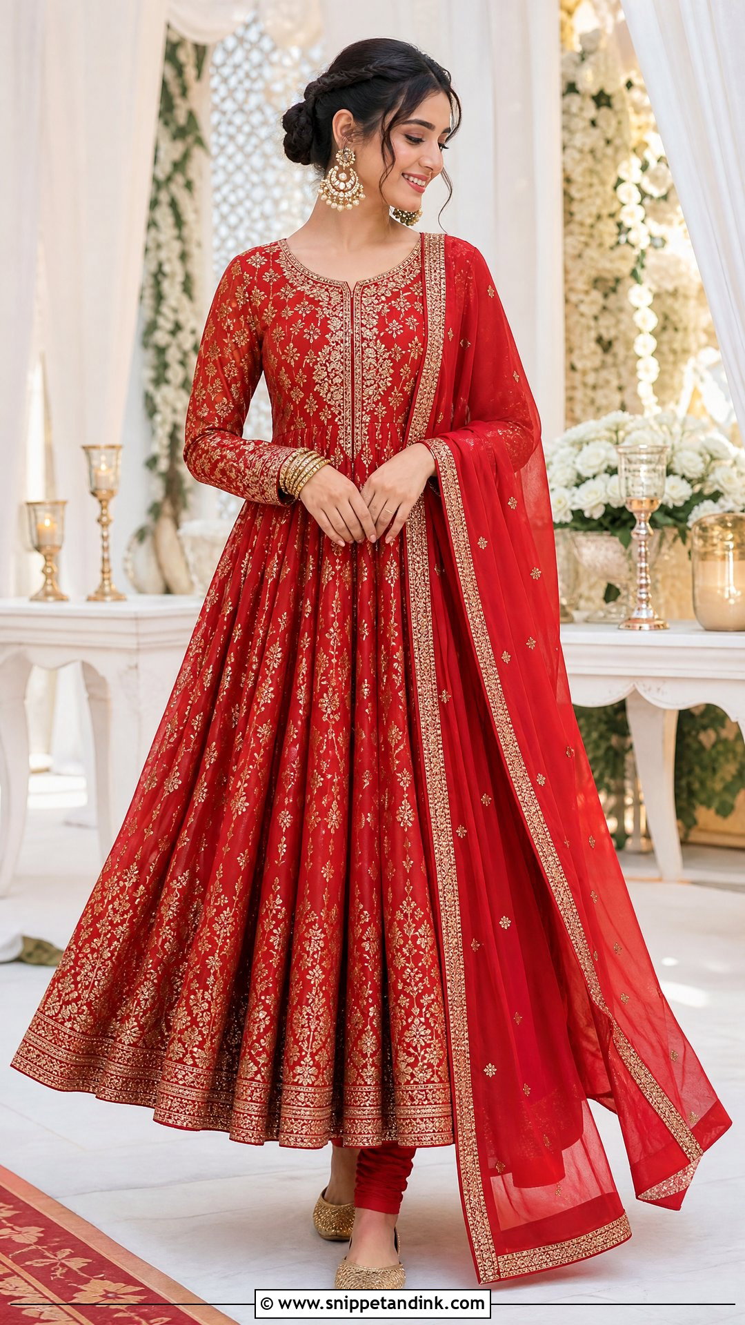 Red Anarkali Jaago Outfit - Snippet and Ink - 25 Jaago Outfit Ideas