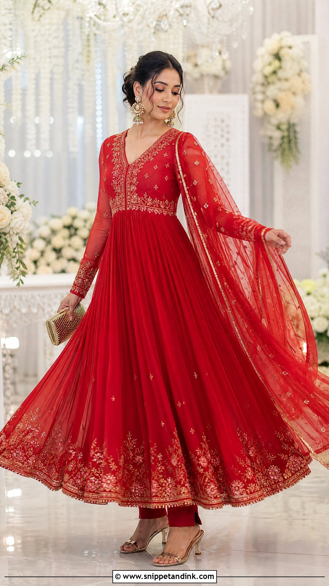 Red Anarkali Sangeet Outfit - Snippet and Ink - 20 Red Sangeet Outfit Ideas
