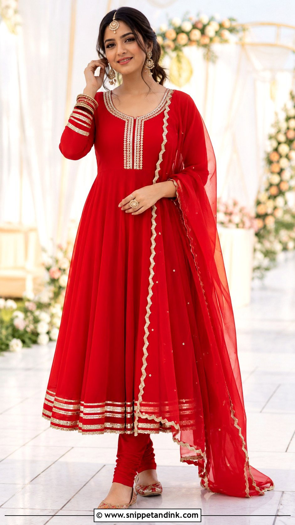 Red Anarkali Suit With Gota Patti Work - Snippet and Ink - 25 Red Anarkali Wedding Suits