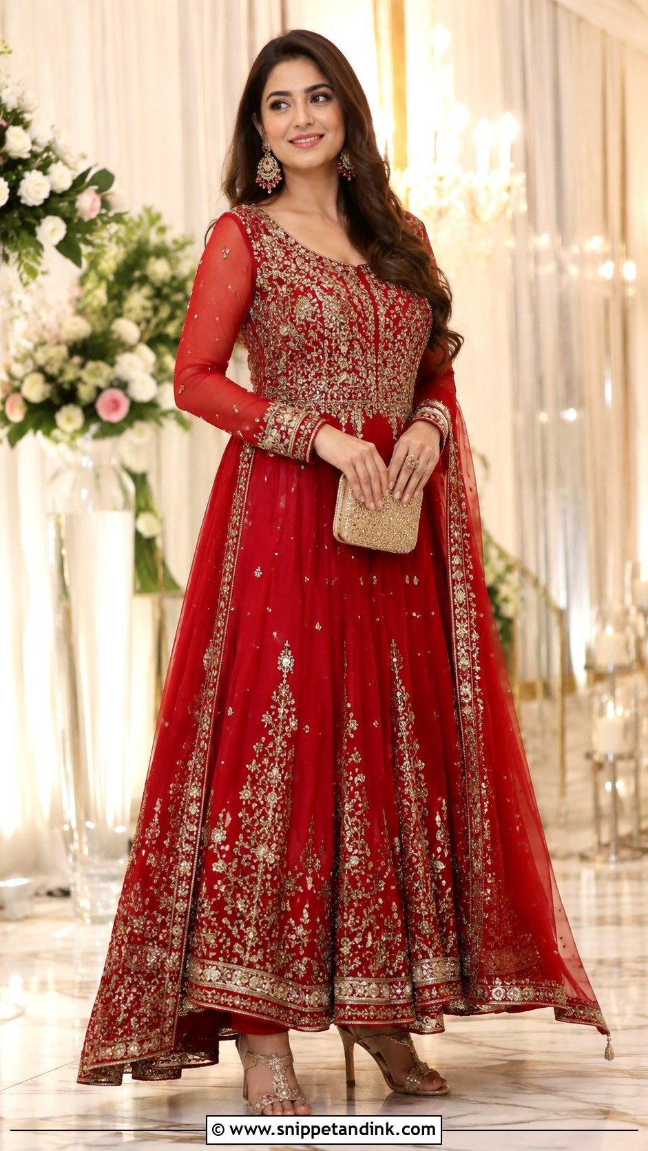 Red Anarkali Suit With Heavy Embroidery - Snippet and Ink - 25 Red Anarkali Wedding Suits
