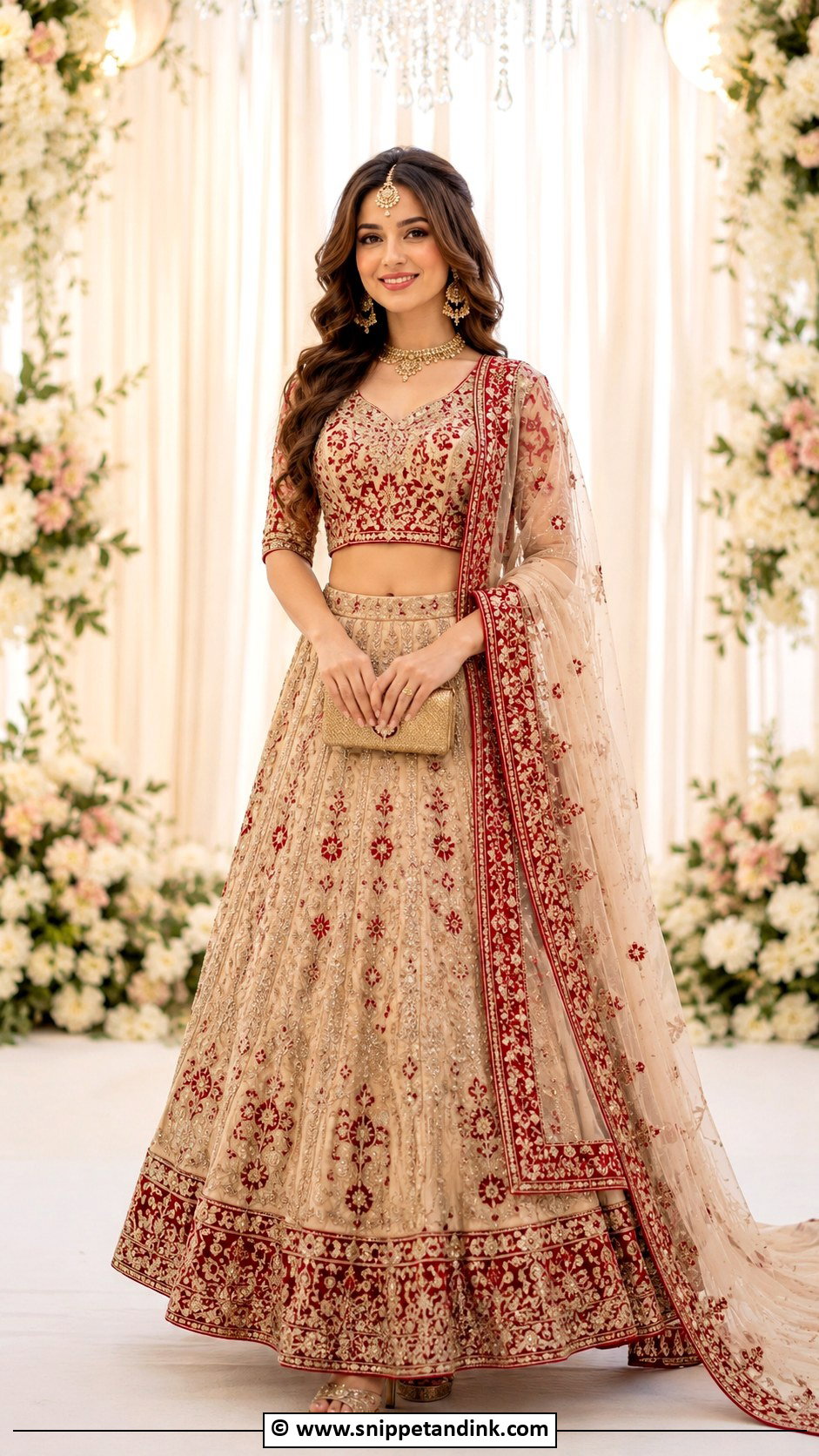 Red And Beige Lehenga For Bride Sister - Snippet and Ink - 25 Barat Dresses for Bride Sister