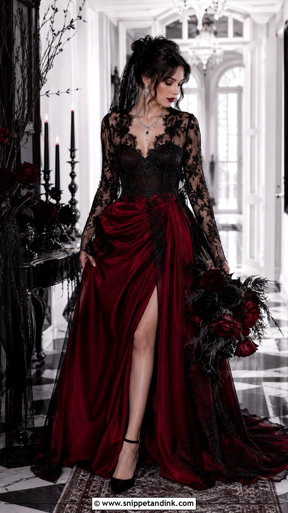 Red And Black Halloween Wedding Dress - Snippet and Ink - 25 Halloween Wedding Dresses