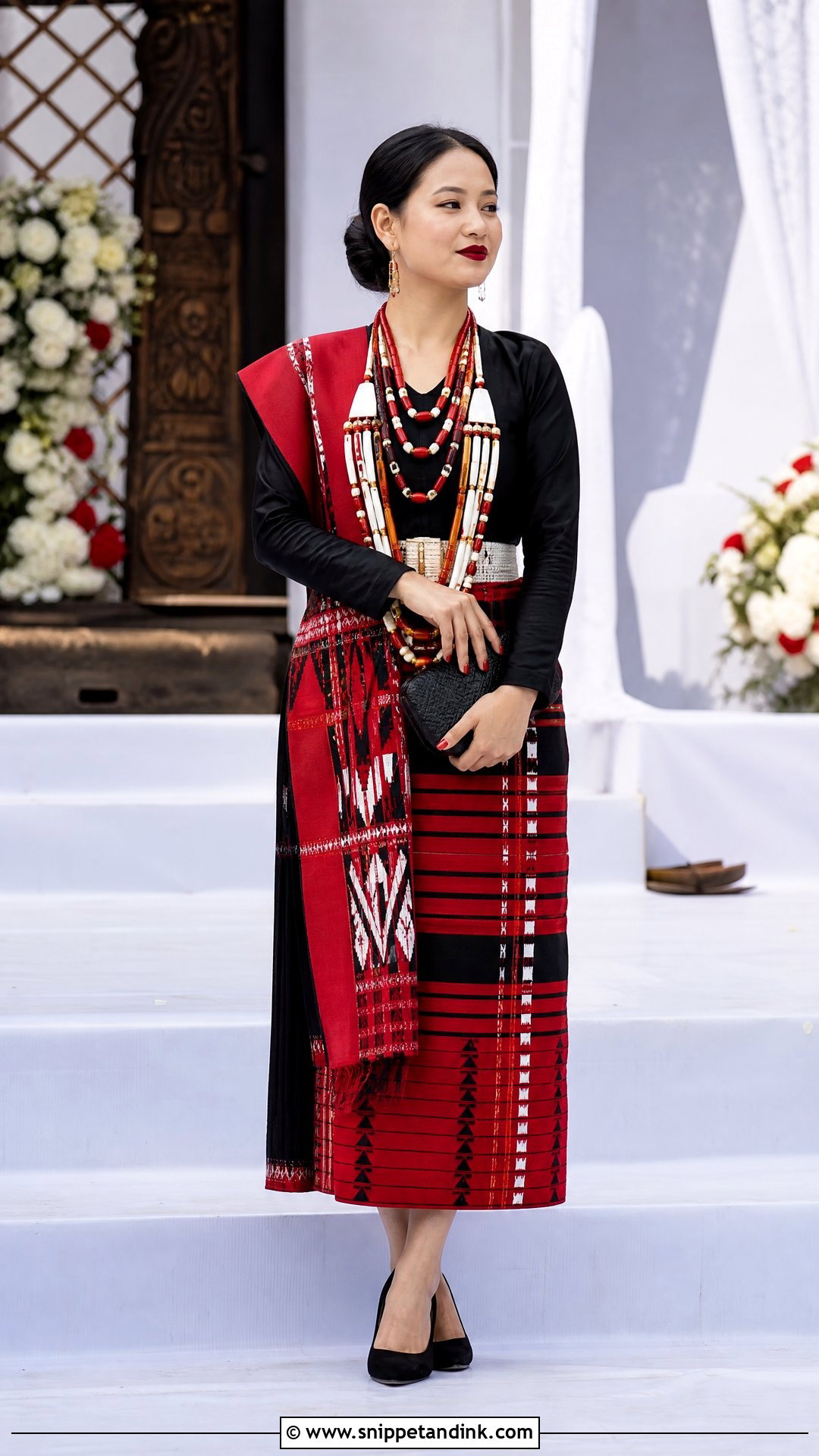 Red And Black Naga Bride Outfit - Snippet and Ink - 20 Naga Brides Ideas