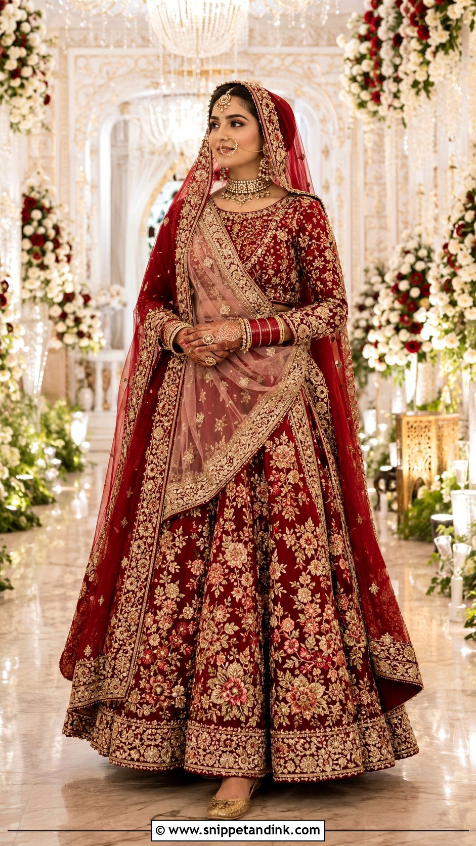 Red And Blush Pink Barat Lehnga - Snippet and Ink - 20 Barat Lehnga Pakistani Bridal Ideas