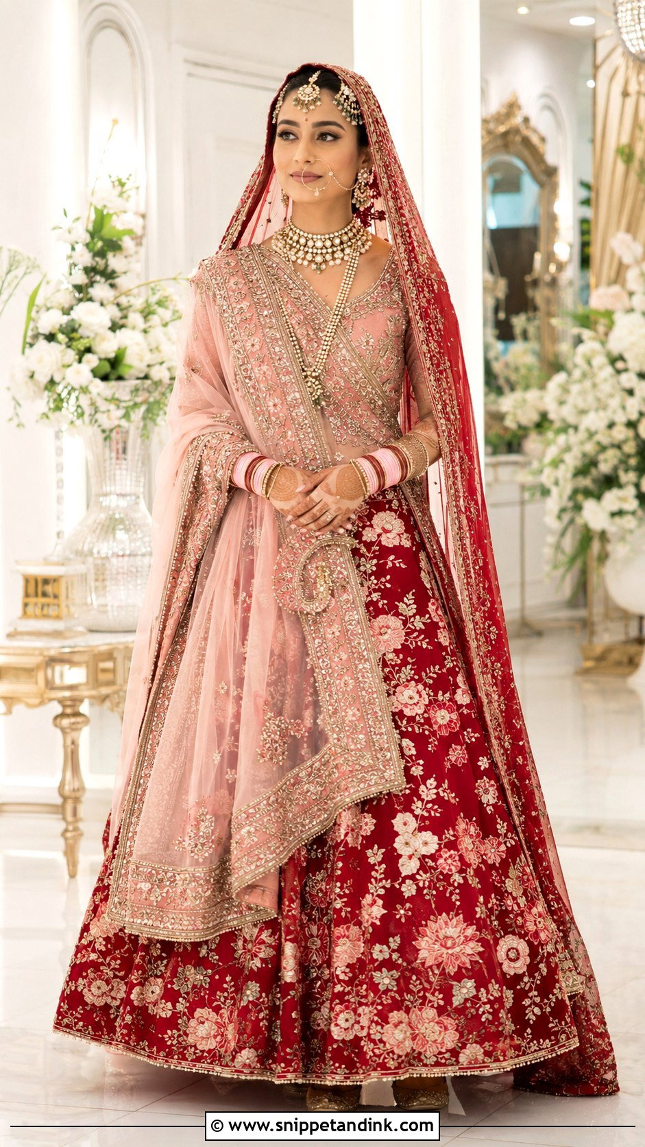 Red And Emerald Green Barat Lehnga - Snippet and Ink - 20 Barat Lehnga Pakistani Bridal Ideas