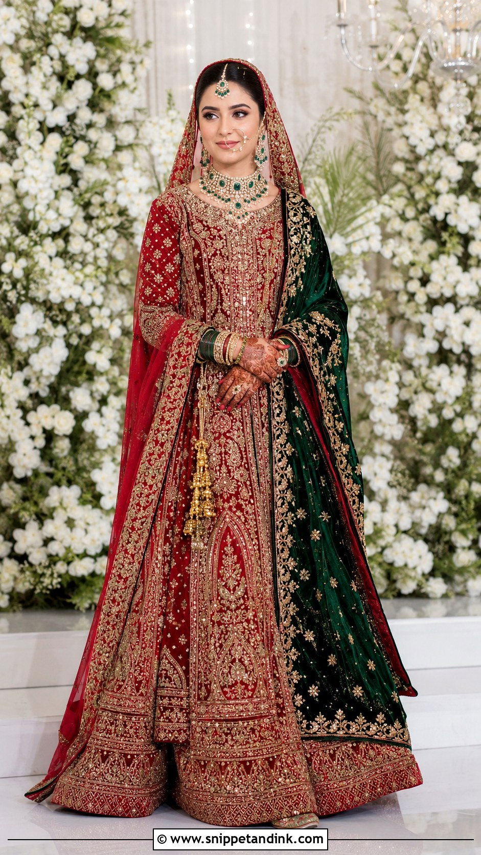 Red And Emerald Pakistani Bridal Barat Dress - Snippet and Ink - 20 Pakistani Bridal Barat Dresses