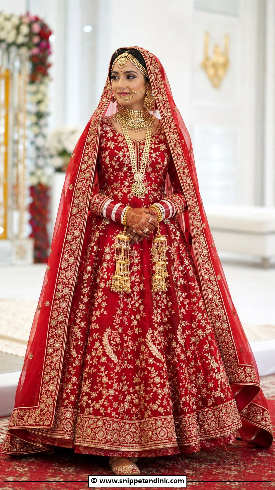 Red And Gold Anarkali Bridal Suit - Snippet and Ink - 25 Bridal Suits Punjabi Sikh Bride