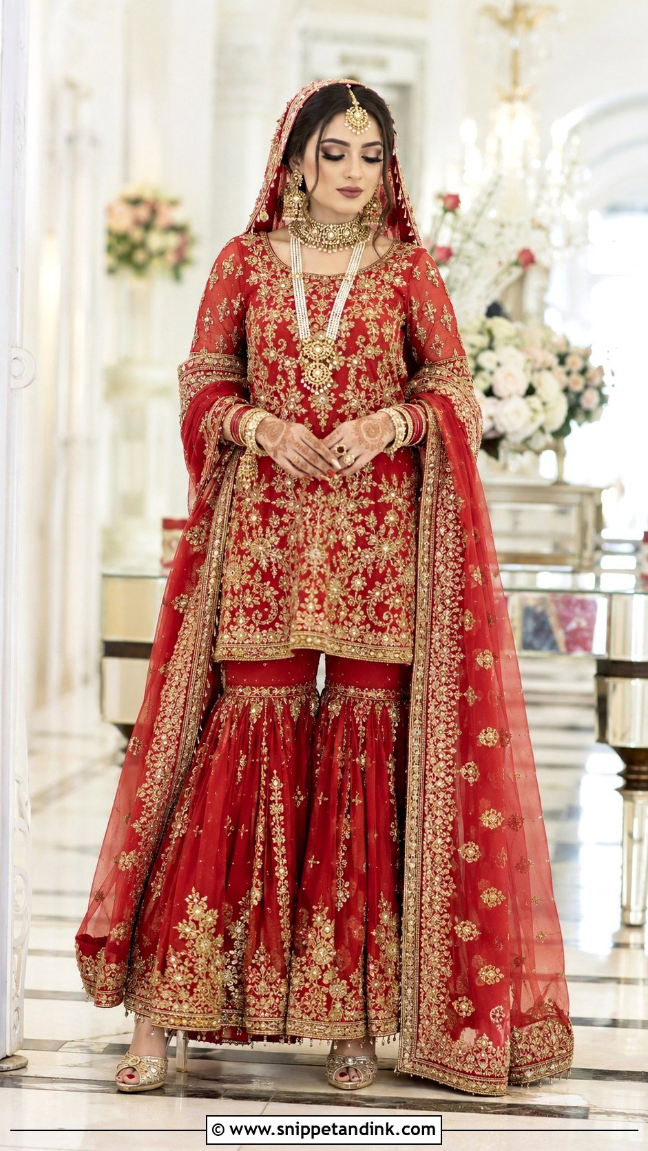 Red And Gold Barat Gharara - Snippet and Ink - 25 Barat Dresses