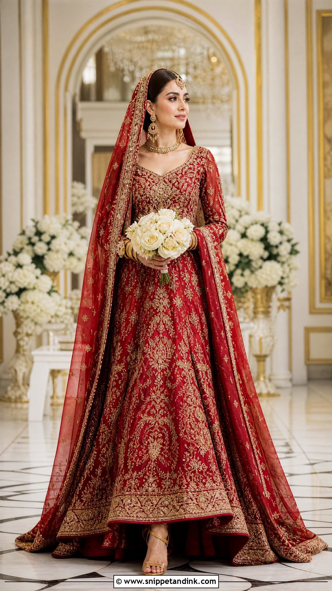 Red And Gold Bridal Gown - Snippet and Ink - 20 Red Bridal Gown Ideas