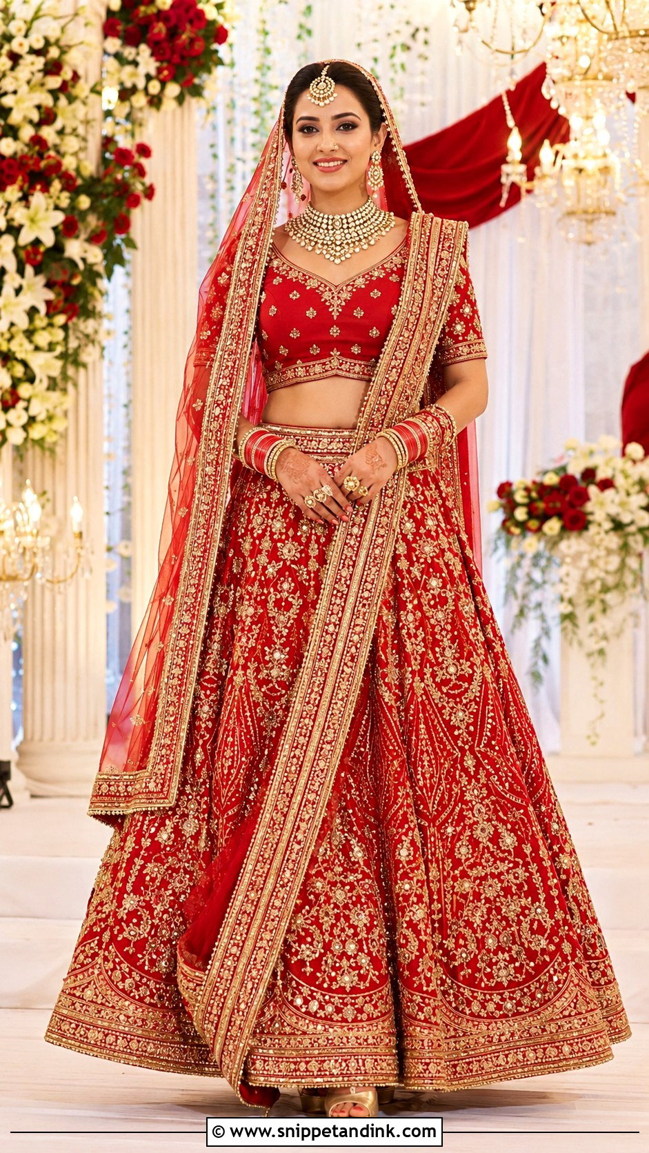 Red And Gold Bridal Lehenga - Snippet and Ink - 25 Red Lehanga Bridal Outfits