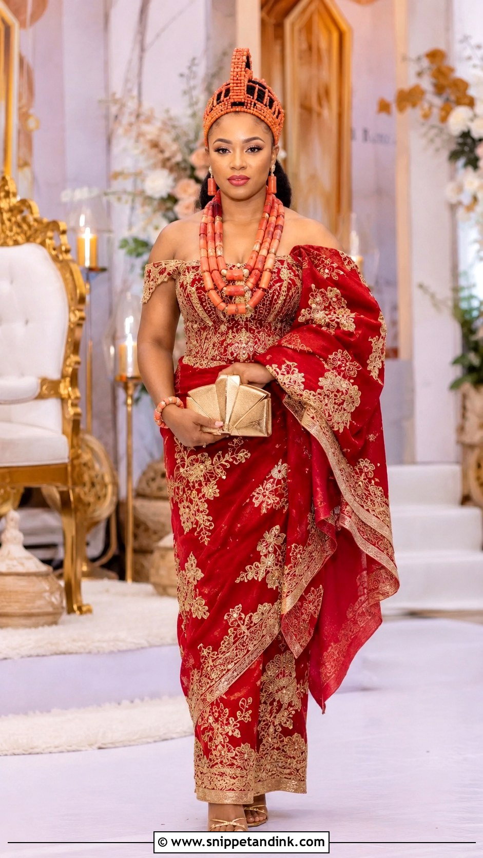 Red And Gold George Outfit For Bride - Snippet and Ink - 20 George Outfit for Bride Ideas