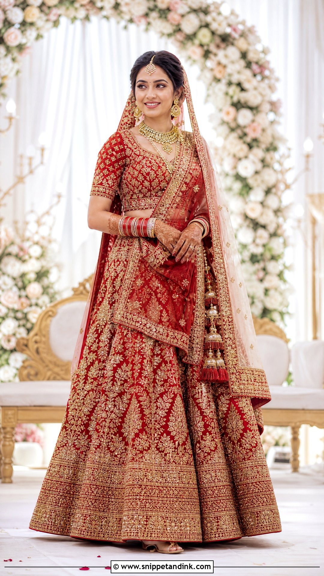Red And Gold Lehenga Wedding Gown - Snippet and Ink - 20 Red Wedding Gown Ideas