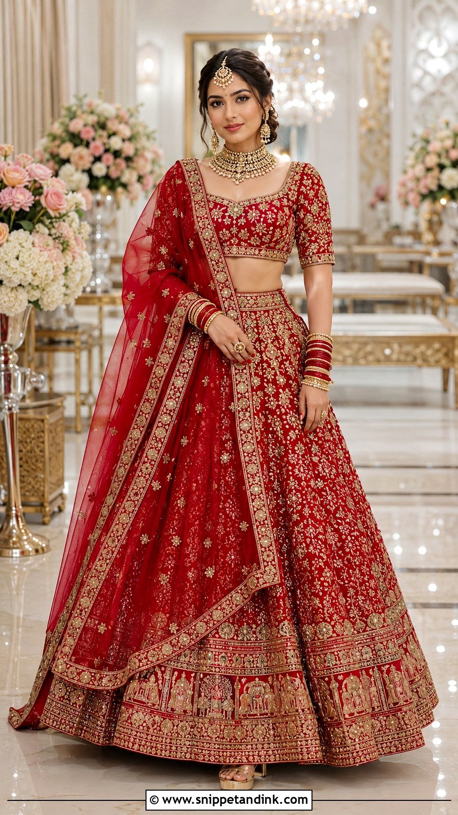 Red And Gold Lehenga - Snippet and Ink - 25 Red Indian Wedding Dress Ideas