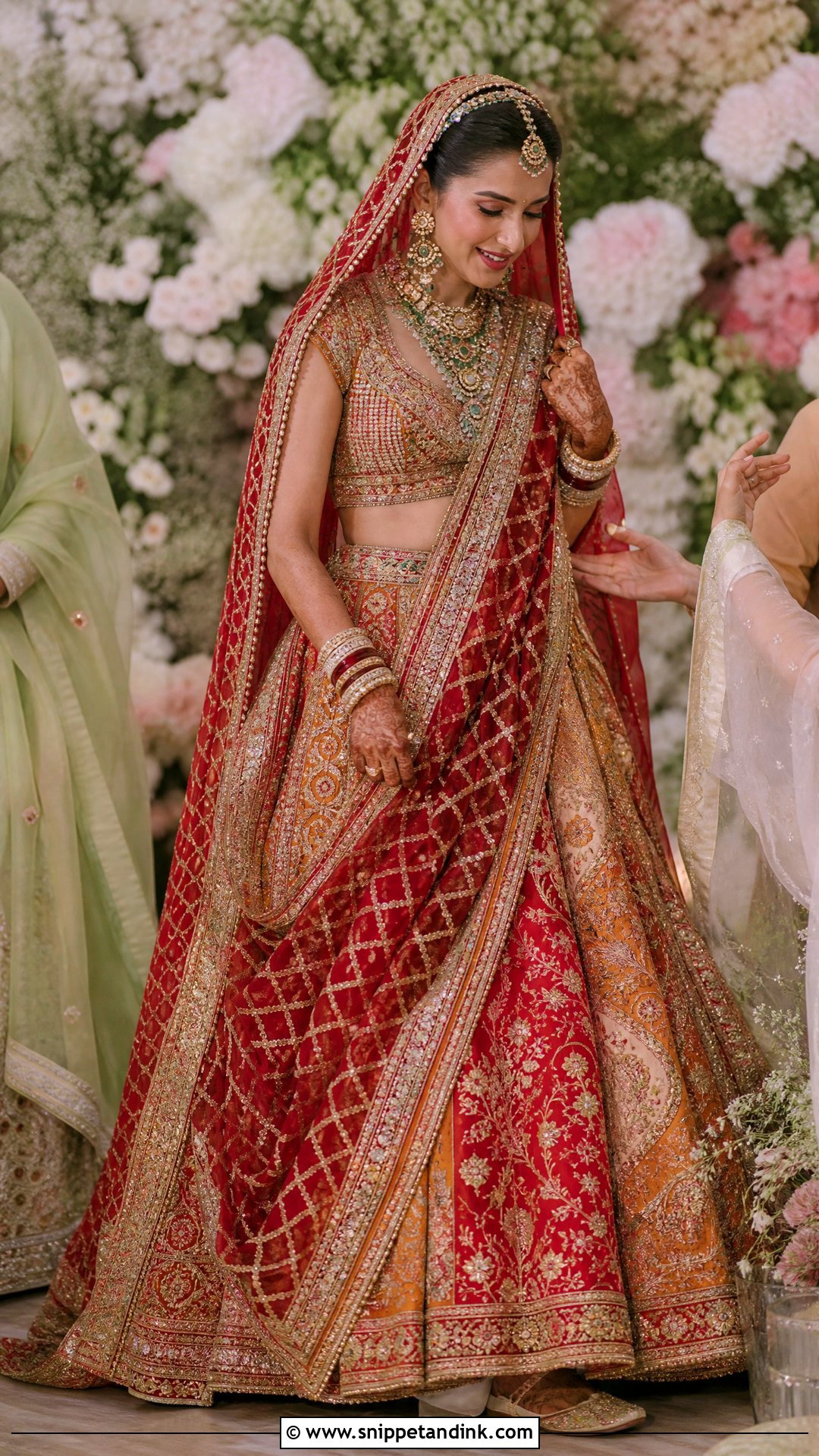 Red And Gold Manish Malhotra Vidaai Lehenga - Snippet and Ink - 20 Radhika Merchant Wedding Outfits