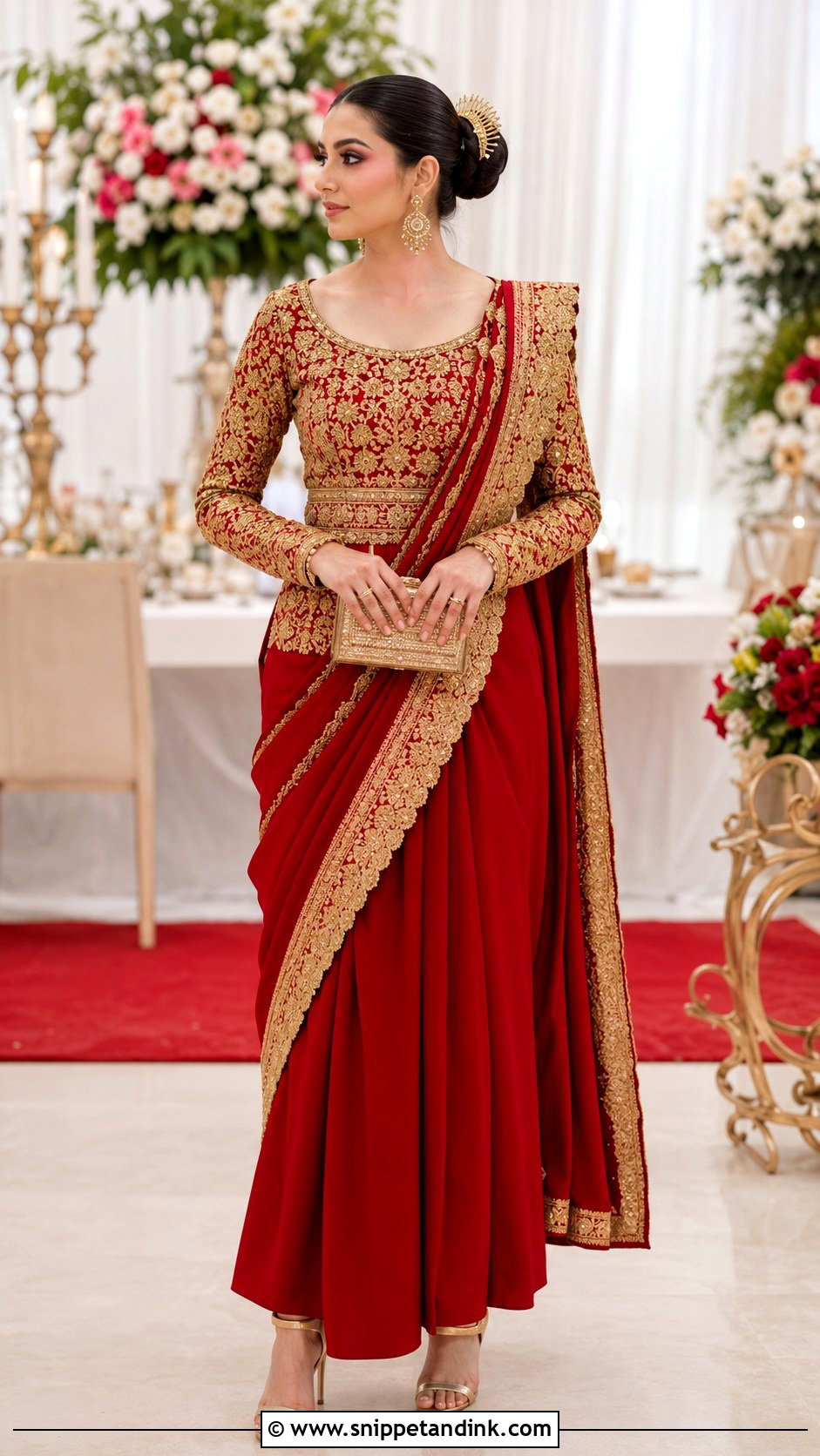 Red And Gold Mushanana Changing Dress - Snippet and Ink - 20 Changing Dresses for Brides in Uganda