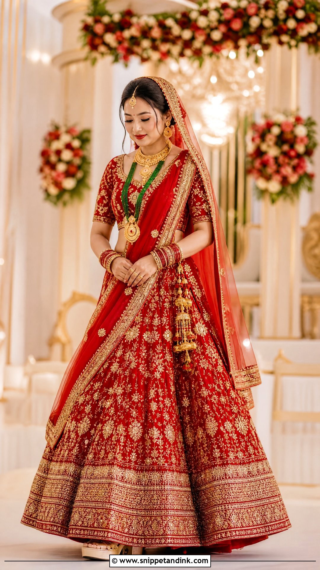 Red And Gold Nepali Wedding Lehenga - Snippet and Ink - 25 Nepali Wedding Dress Ideas
