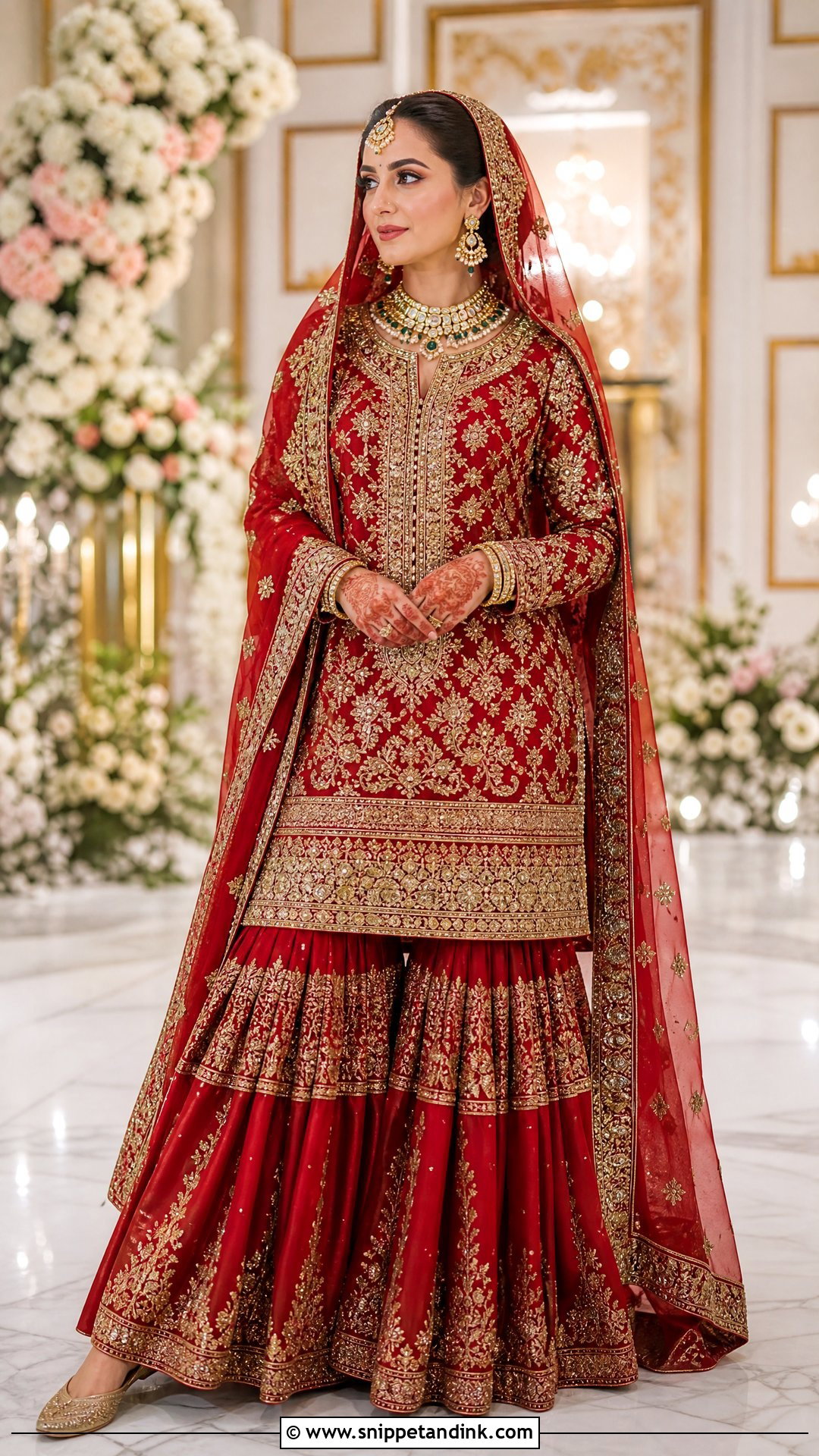 Red And Gold Nikkah Garara - Snippet and Ink - 20 Nikkah Garara Ideas