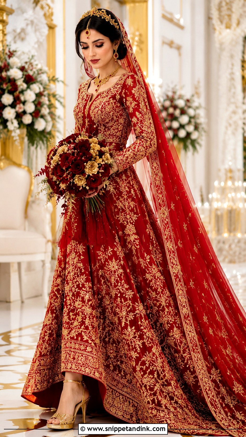 Red And Gold Wedding Dress - Snippet and Ink - 25 Red Wedding Dress Ideas