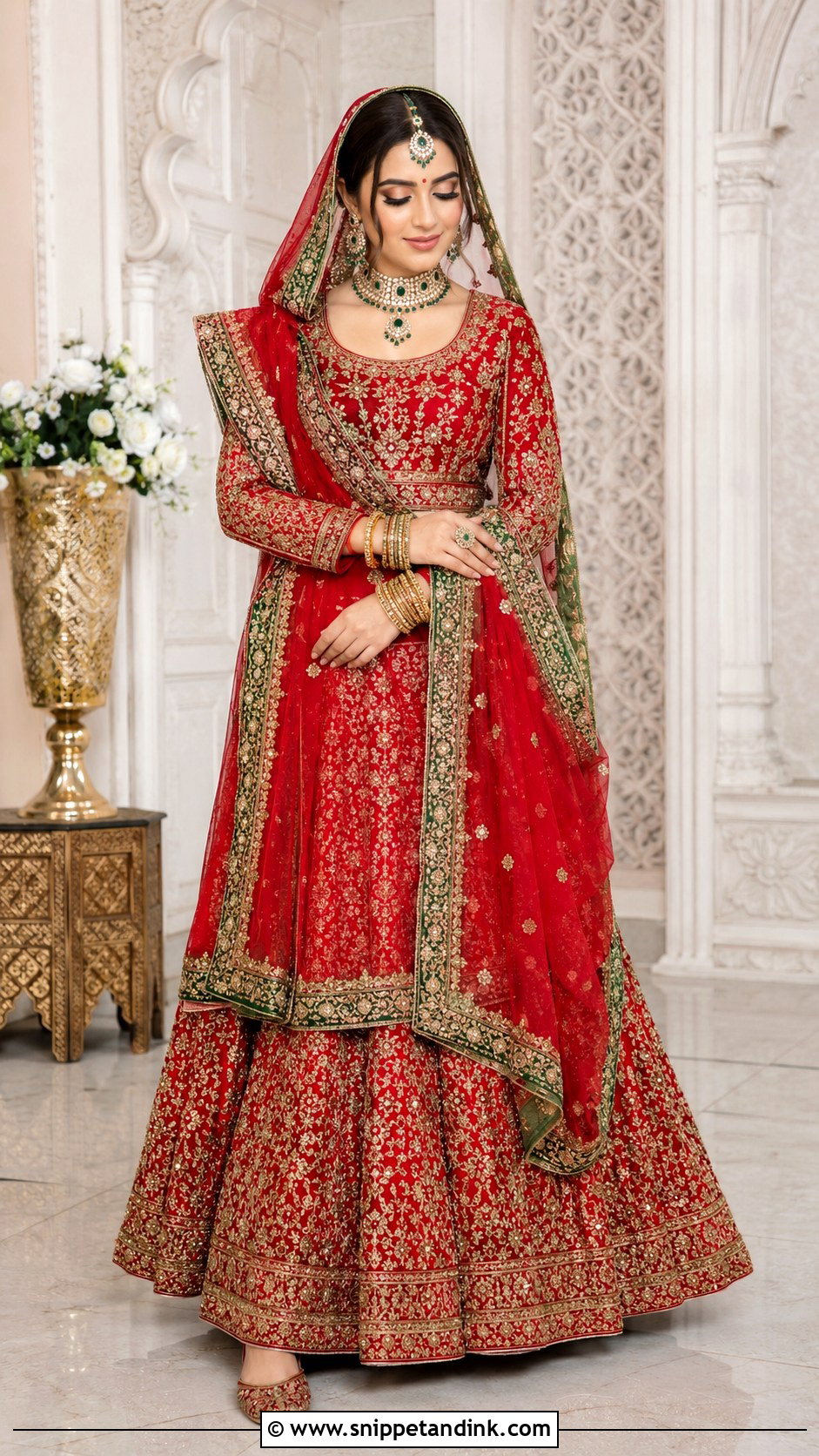 Red And Green Bridal Lehenga - Snippet and Ink - 25 Red Lehanga Bridal Outfits