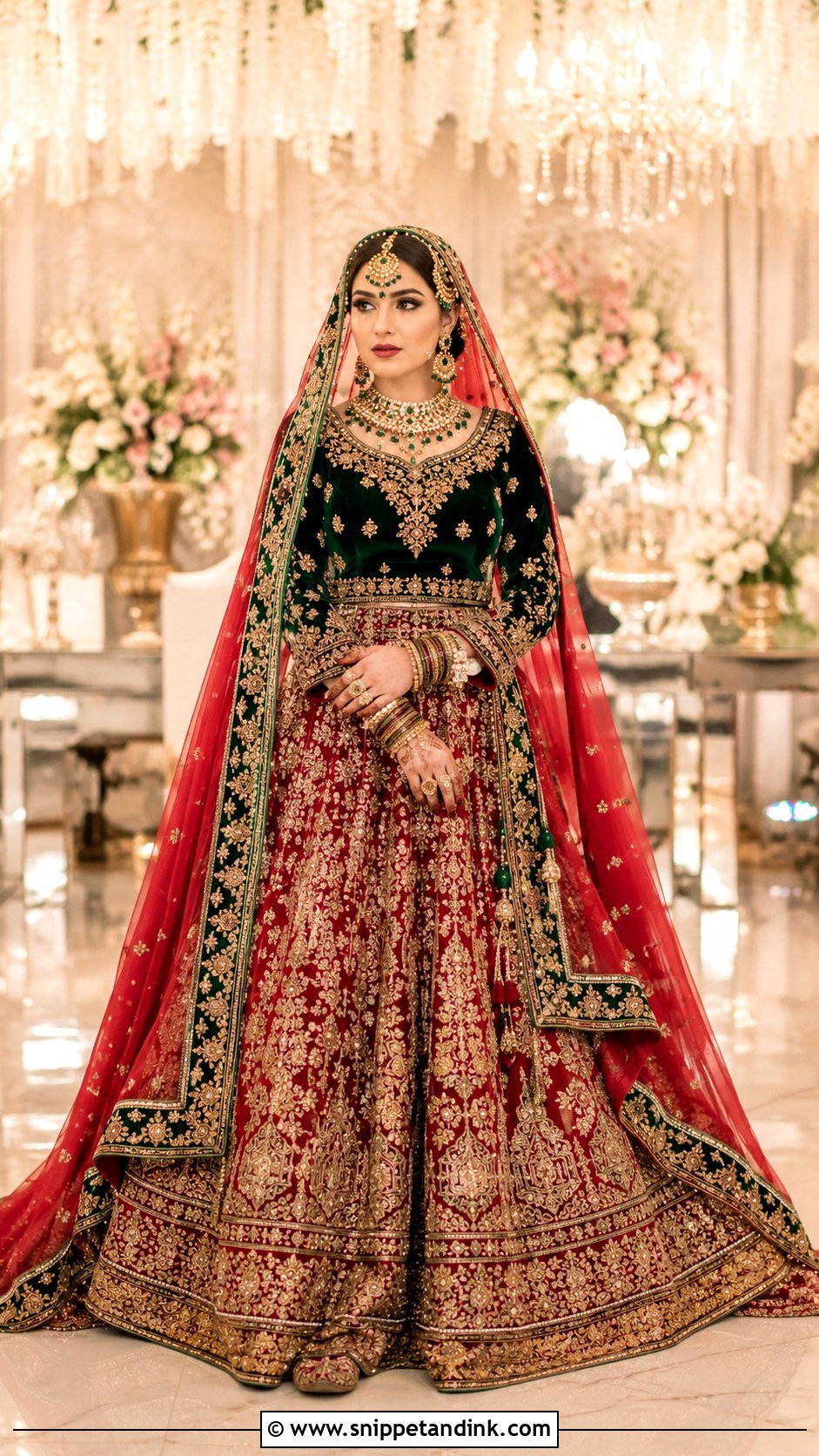Red And Green Bridal Lehenga - Snippet and Ink - 20 Red Baraat Dress Pakistani Bridal Wear Ideas