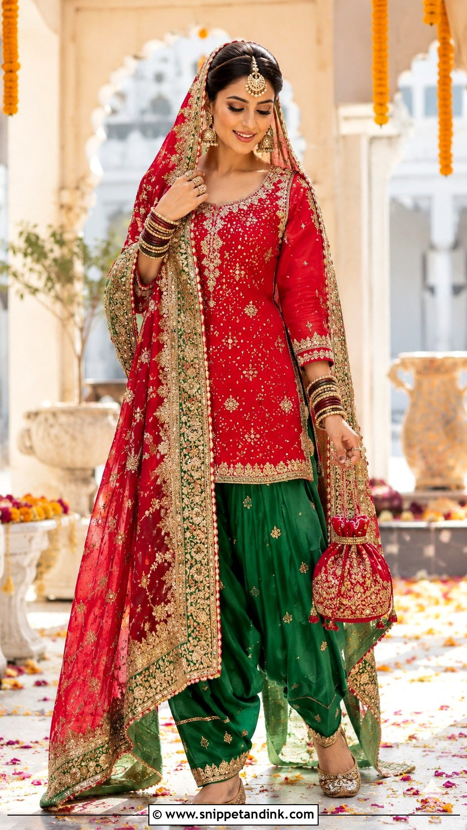 Red And Green Bridal Punjabi Salwar Suit - Snippet and Ink - 25 Bridal Salwar Suits Wedding