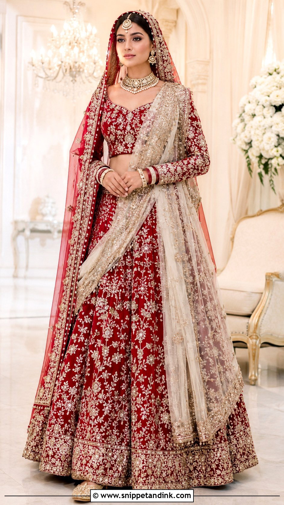 Red And Ivory Bridal Lehenga - Snippet and Ink - 20 Red Baraat Dress Pakistani Bridal Wear Ideas